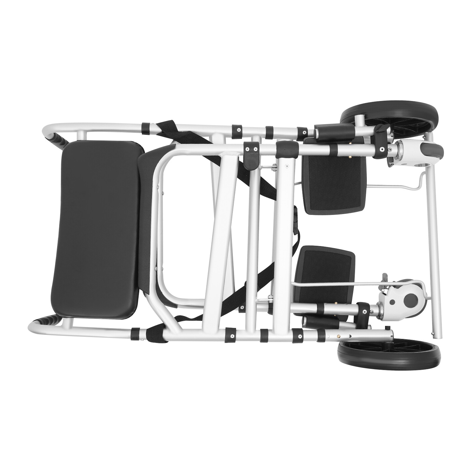 Foldable Shower Rolling Chair Adjustable Seat Folding Bath Wheelchair w/ Wheels