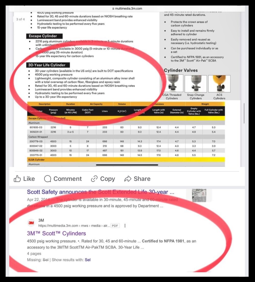 “30 Year SEL” Scott 4500PSI 45MIN Firefighter SCBA Bottle Tank Cylinder Mfr 2014