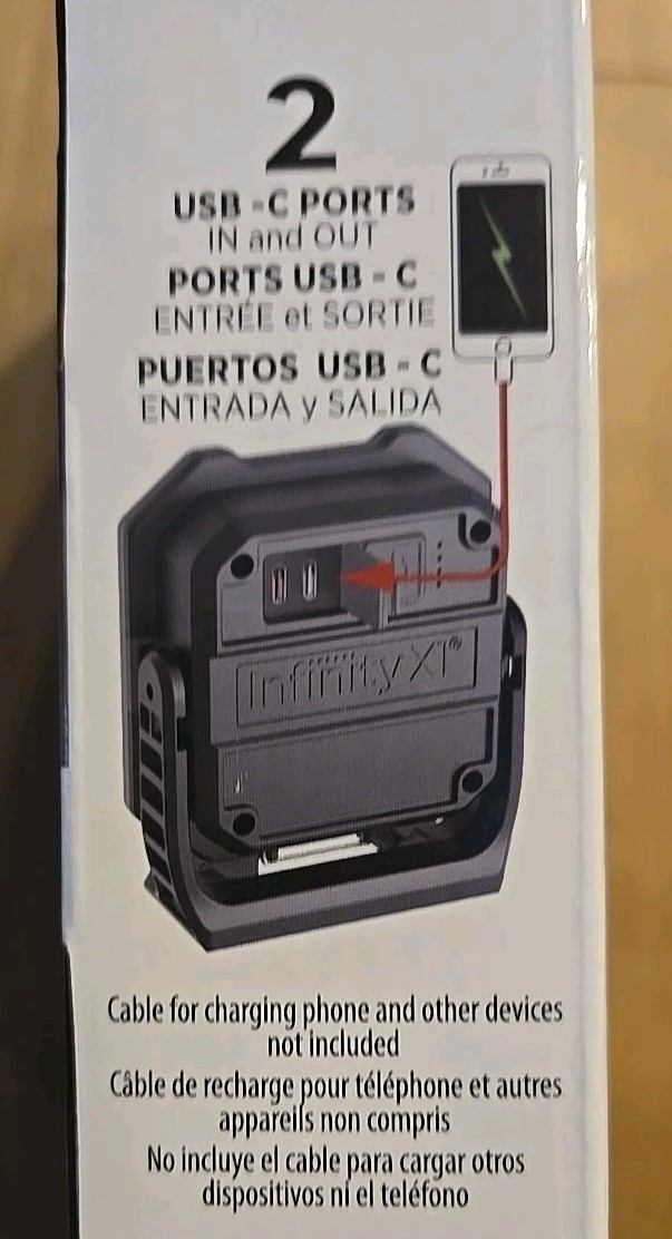 NEW Infinity X1 2000 Lumen Work Light, 3PK, 18Hrs, 5 Modes, Magnetic, Powerbank