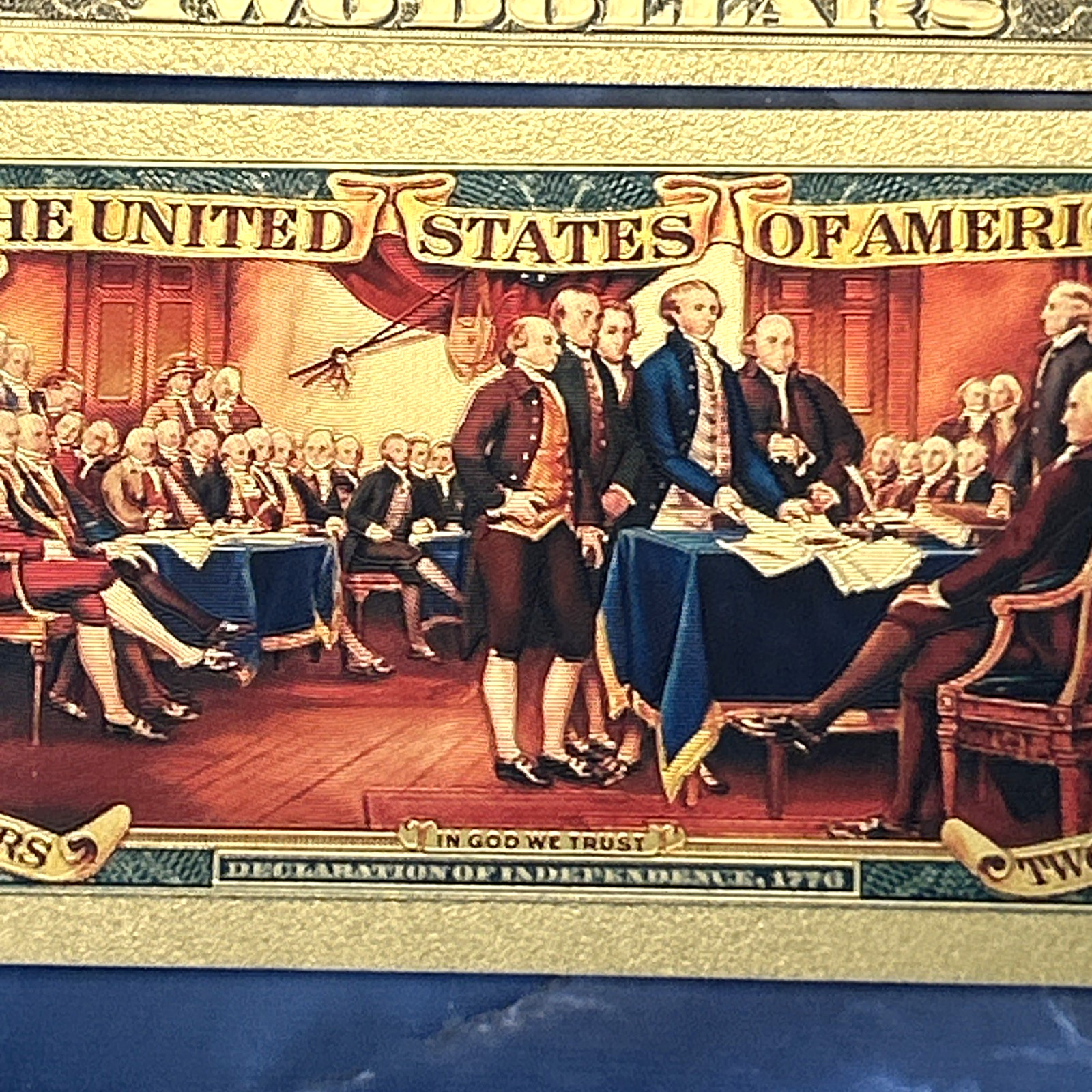USA *250th Anniversary $2 Banknote 24K GOLD Plated Foil Rep. Collection Bill