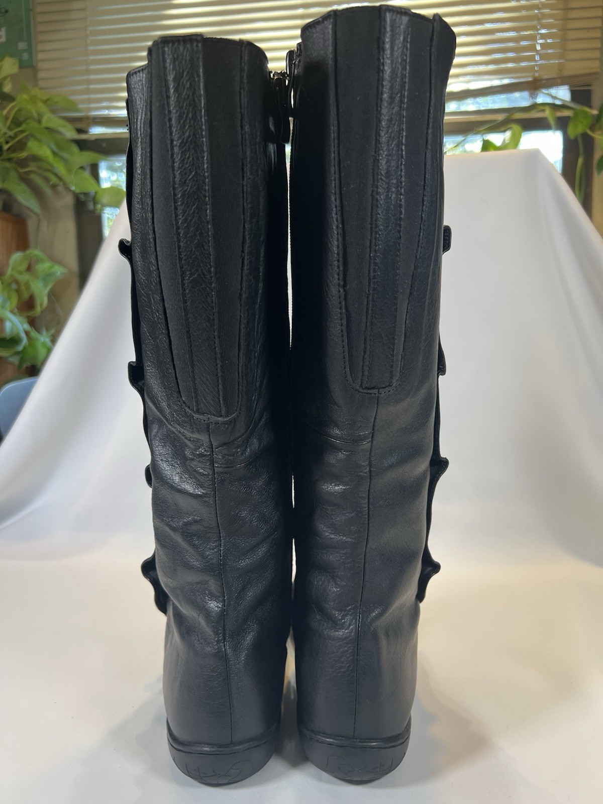 Bernie Mev Women's Whistle Knee High Blk Leather Boot Buttons Size 38 Steampunk