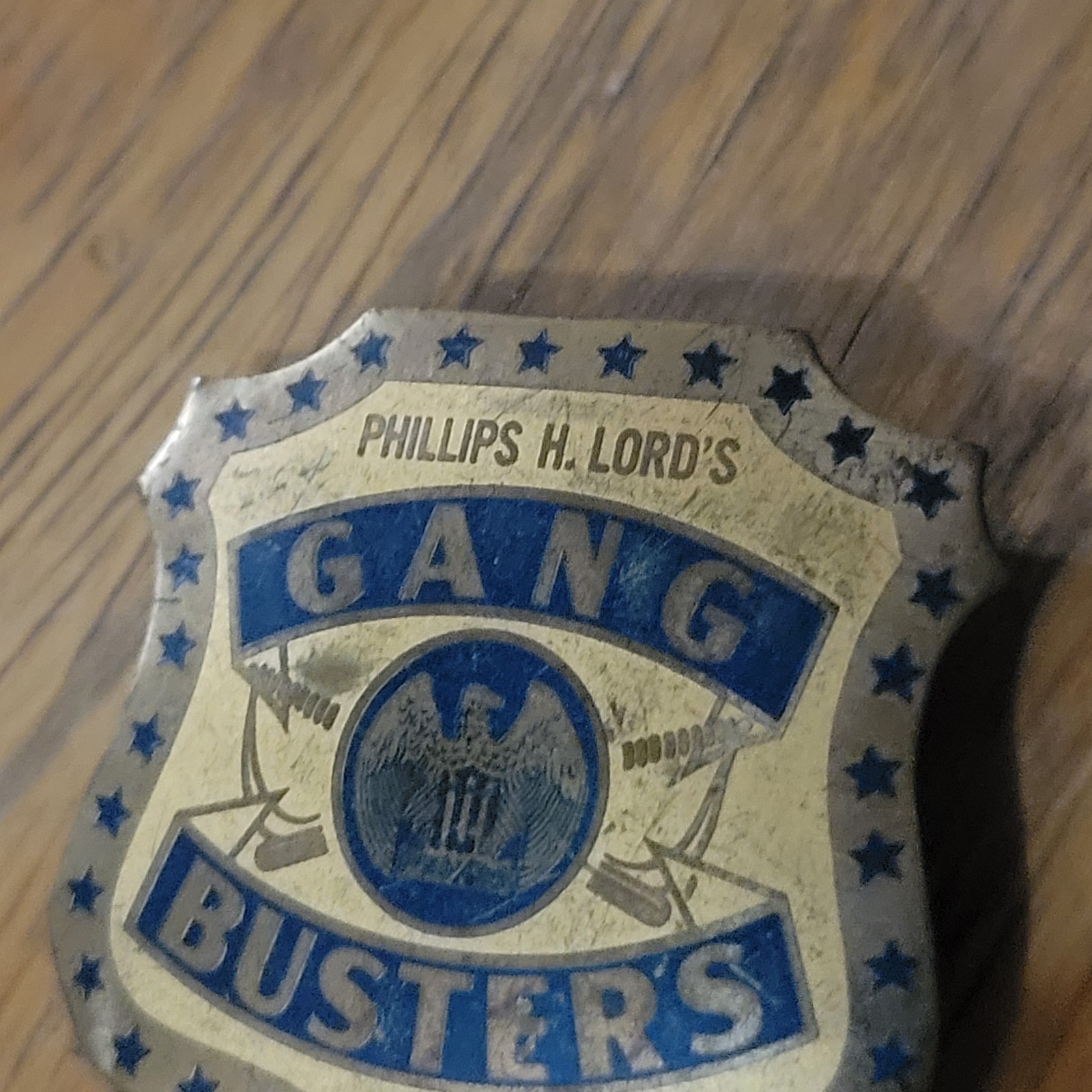 Vintage 1930's Phillip H. Lords Gang Busters Radio Show Brass Badge Premium Old