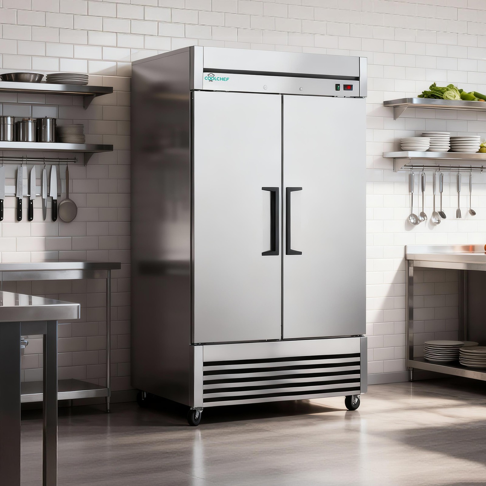 Commercial 54'' Reach-In Refrigerator Stainless Steel Solid 2 Doors 49 Cu.ft.