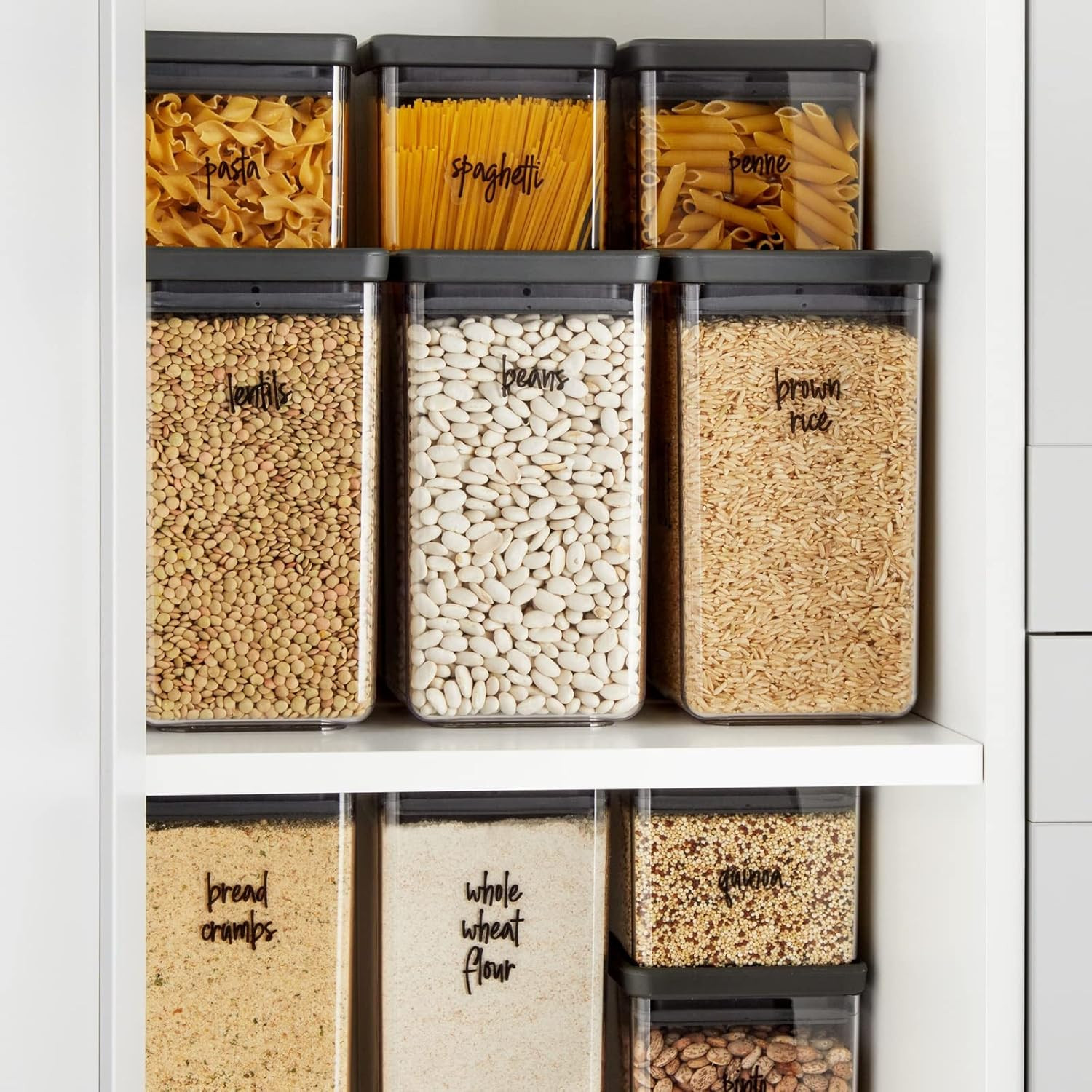 Pantry Labels for Containers - 375 PC Clear Vinyl Black Script - Peel & Stick Fo