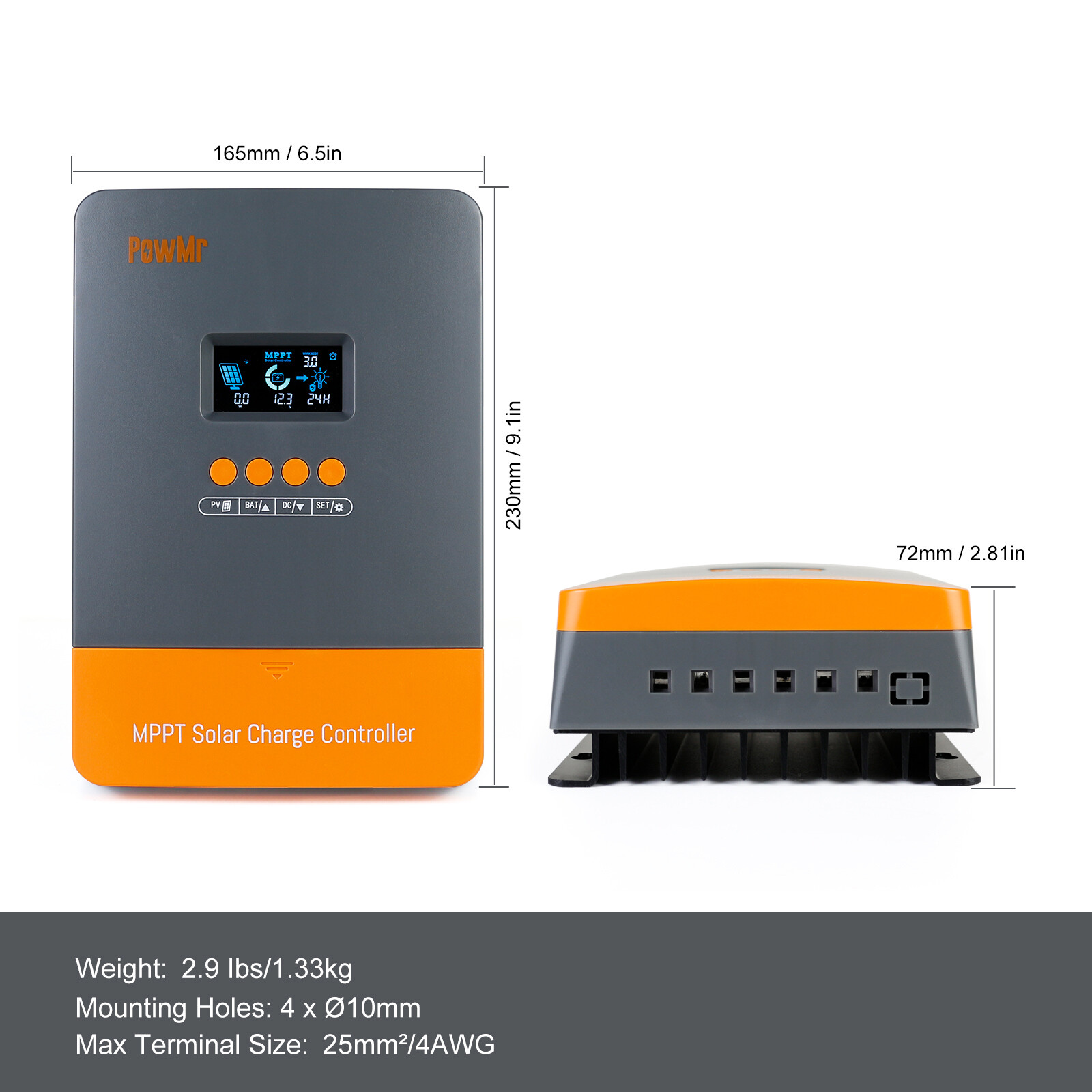 60A MPPT Solar Panel Battery Charge Controller 12V/24V/36V/48V LCD Regulator USA