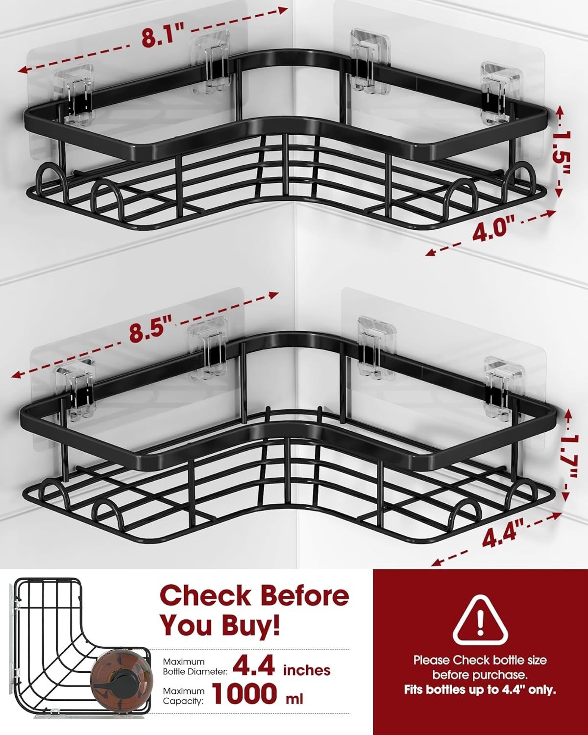 Paquete De 2 Estantes De Baño Organizadores De Ducha Para Almacenamiento NEW US.