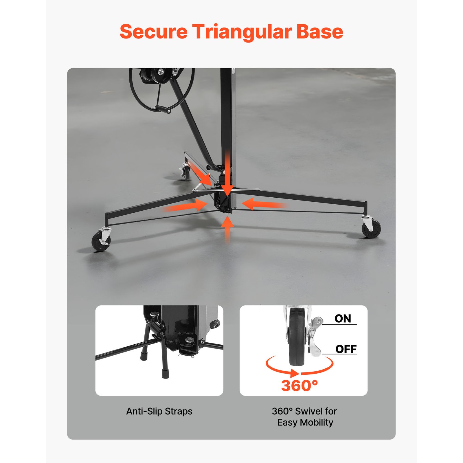 Uimoso 16Ft Drywall Lifter Sheetrock Hoist Lift Adjustable arm & Lockable Wheels