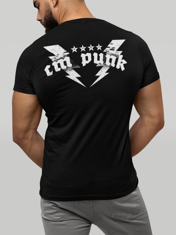 CM PUNK White Fists Mens Black T-shirt