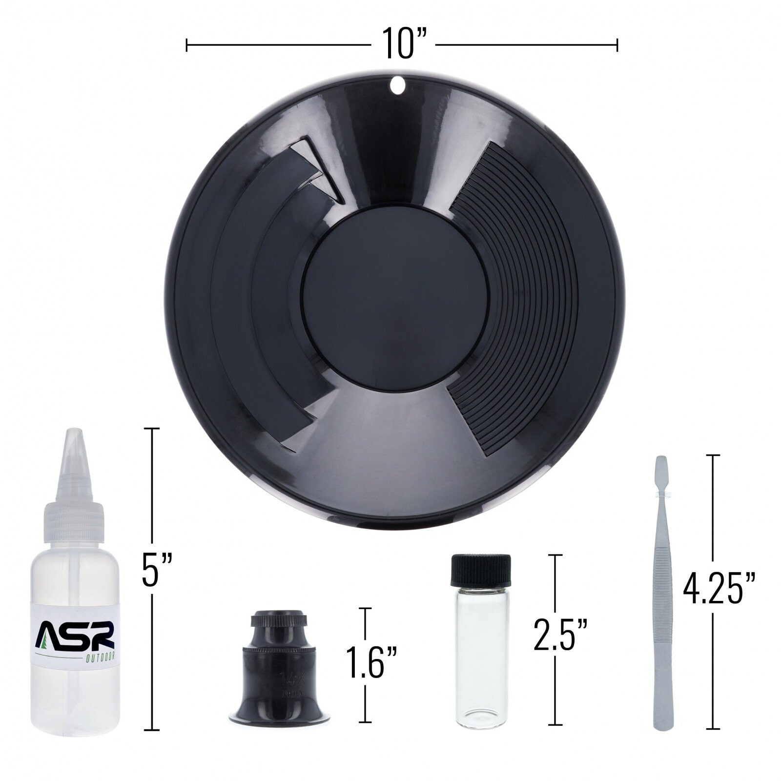 ASR Outdoor Black Gold Pan Gold Prospecting Beginners Kit, 5 Piece