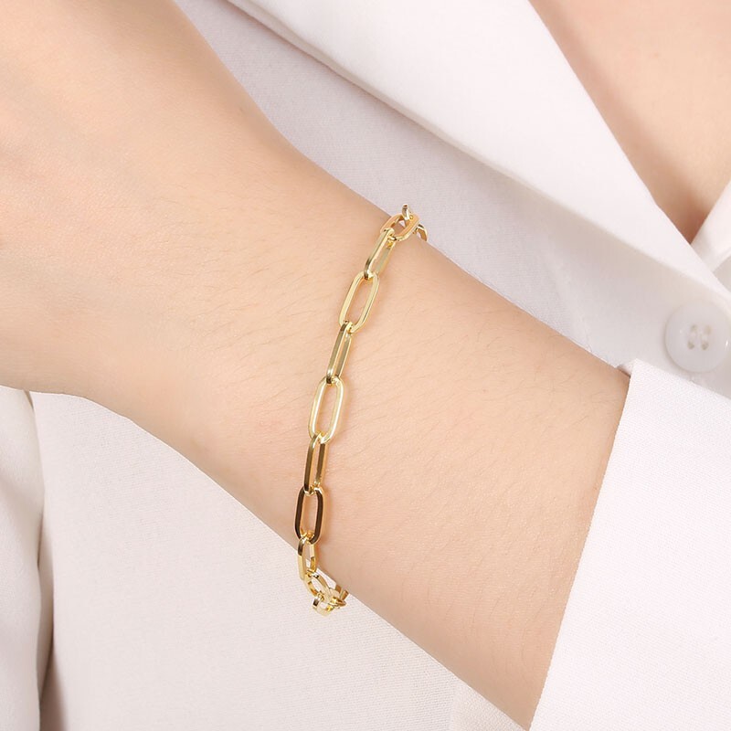 5 mm Paperclip Link Bracelet 14k Yellow Gold side closure New Gift