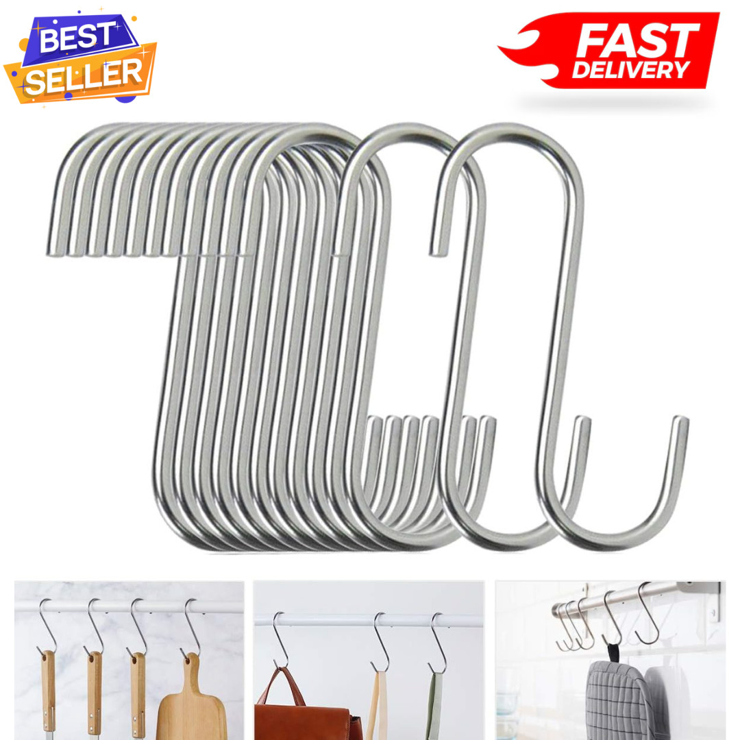 20 or 40 Pack S Hooks - Stainless Steel Heavy Duty S Hooks for Hanging pots Pans