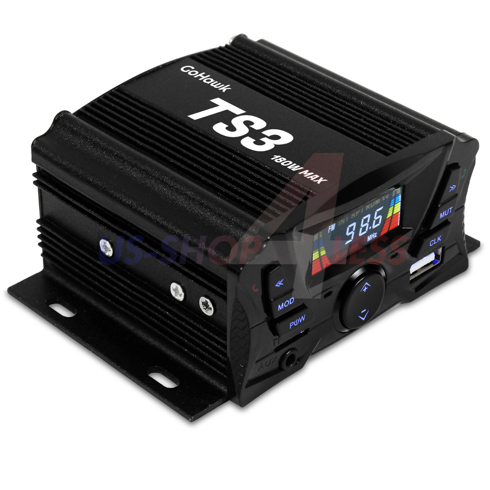 Bluetooth Motorcycle Stereo 4 Speakers Handlebar Audio System AUX USB SD Radio