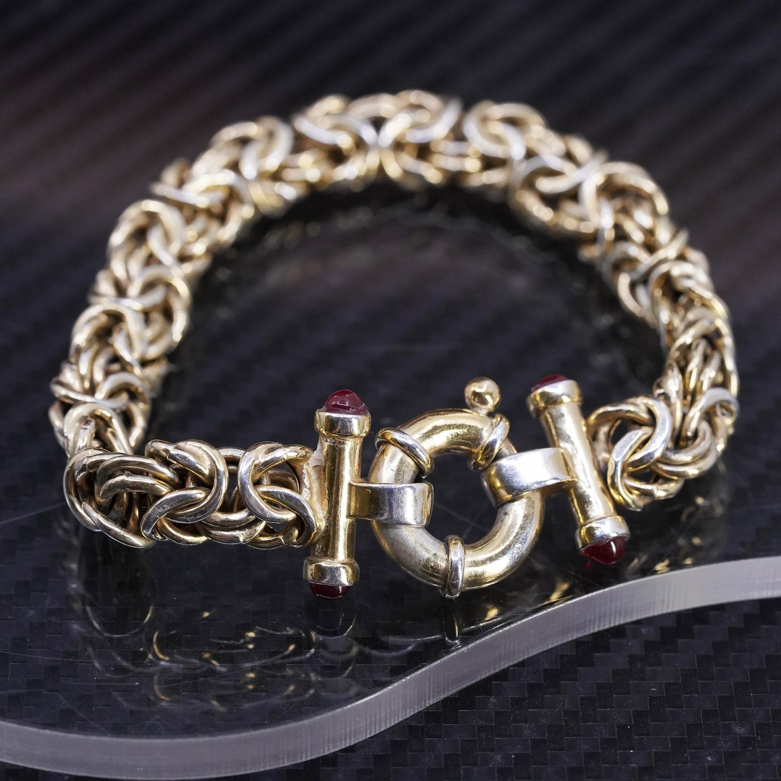 Italian Vermeil Gold Sterling Silver 925 Byzantine Bracelet