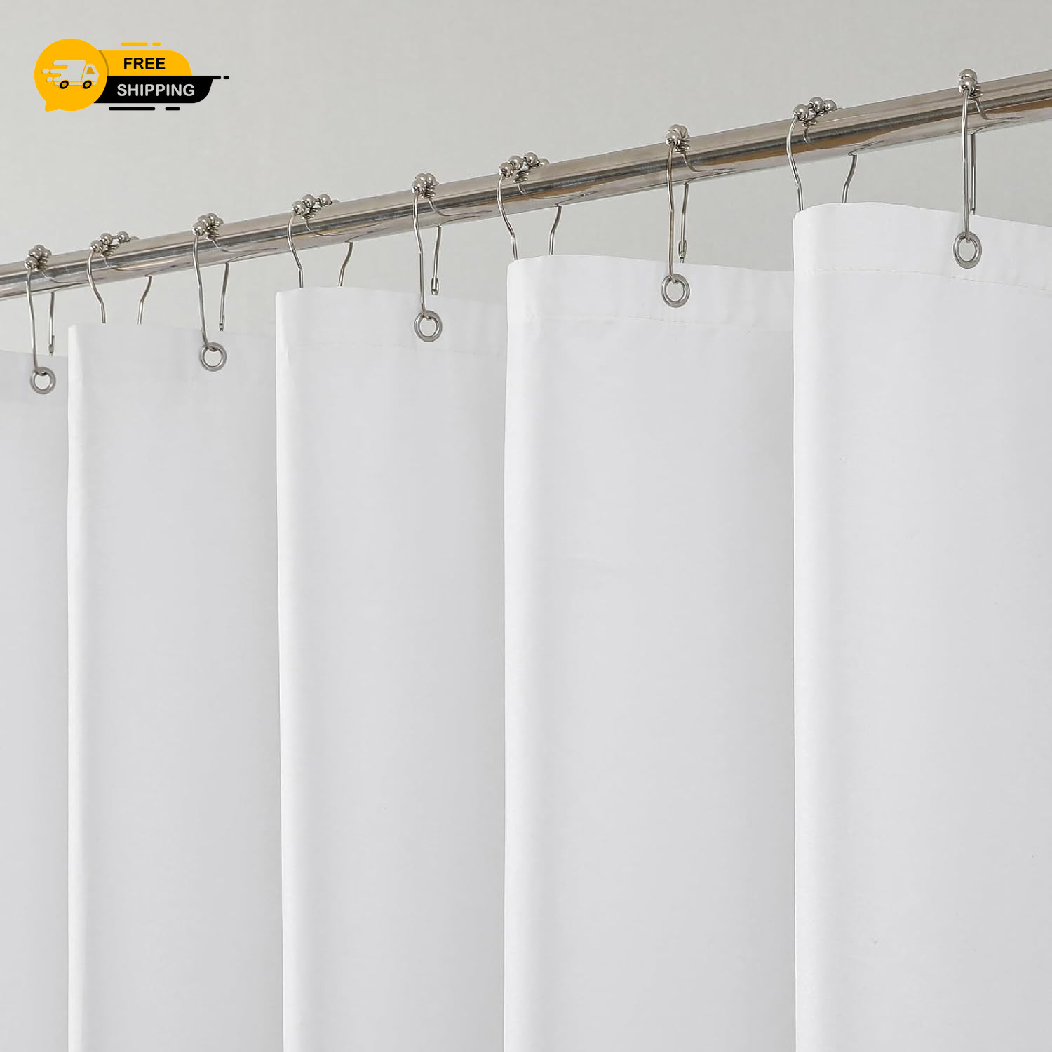 Water-Repellent Fabric Shower Curtain Liner Hotel Quality Machine Washable 72x72