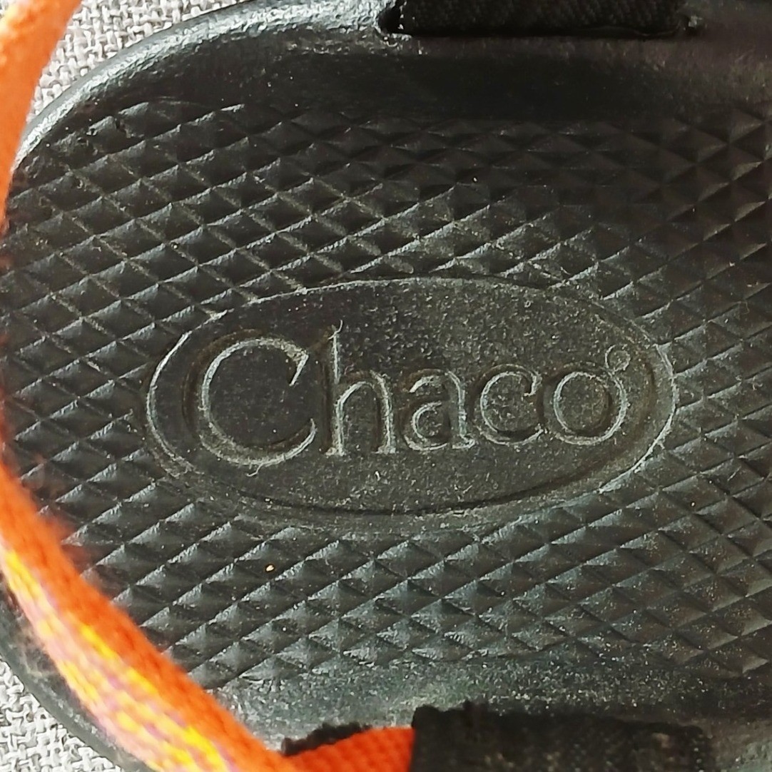 Chaco Z Cloud Womens Sandals Orange Yellow Chevron Double Strap Hiking Size 8