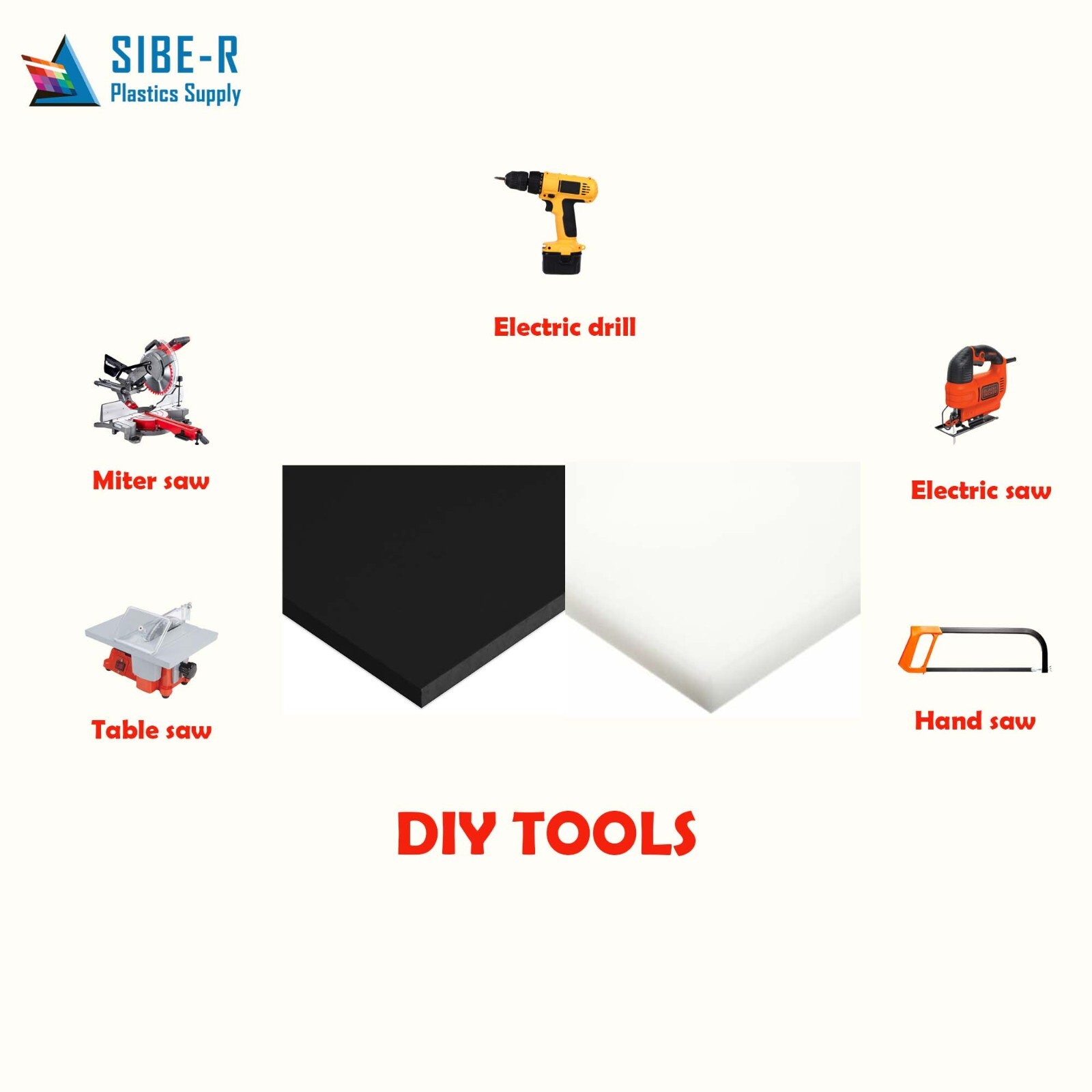 HDPE Plastic Sheet - 1/2" Thick (12mm) - Black - Choose the Size