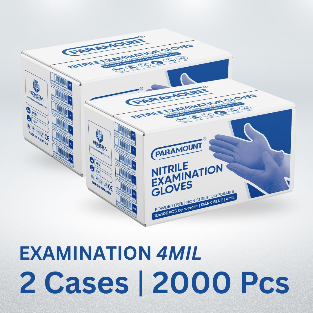 PARAMOUNT® Disposable Exam Nitrile Gloves Blue Powder-Free 4mil 2000 PCS