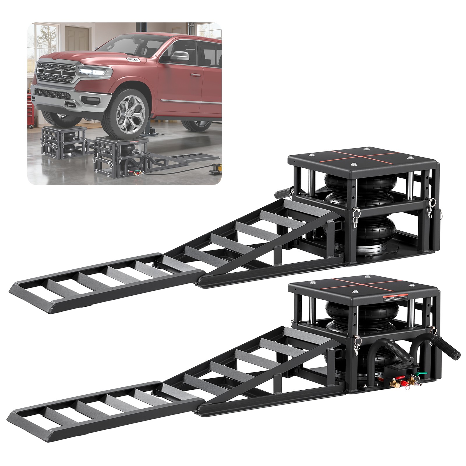Uimoso 2 Pack Air Portable Car Lifts 11023 lbs Capacity Pneumatic Ramp Air Jacks