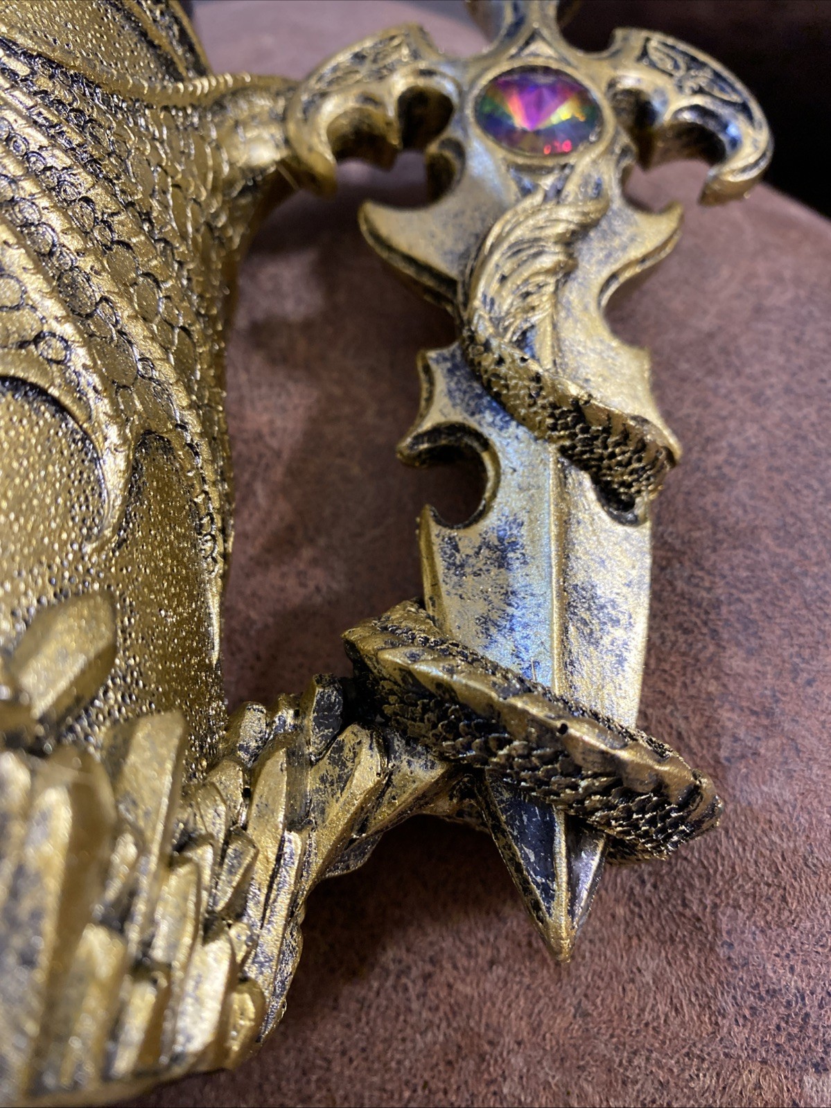 New Dungeon Dragon Jeweled Gemstone Sword Gold Drinking Mug Fantasy Mythical