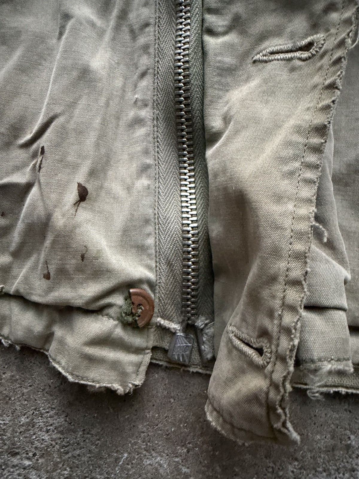 Vintage 1940s U.S. Army M41 Jacket OD Poplin Field Medium Olive Stencil Infantry