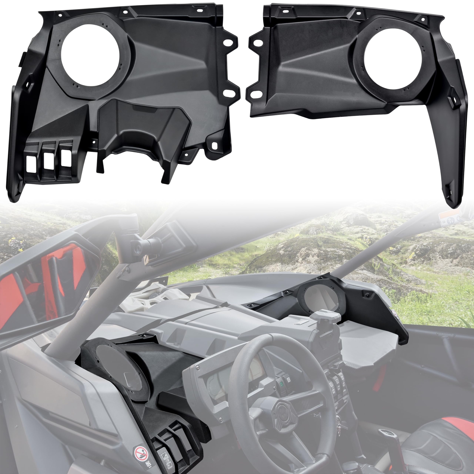 Front Dash Speaker Mount 6.5in Speaker Enclosure Panels for Can Am X3 2017-2025