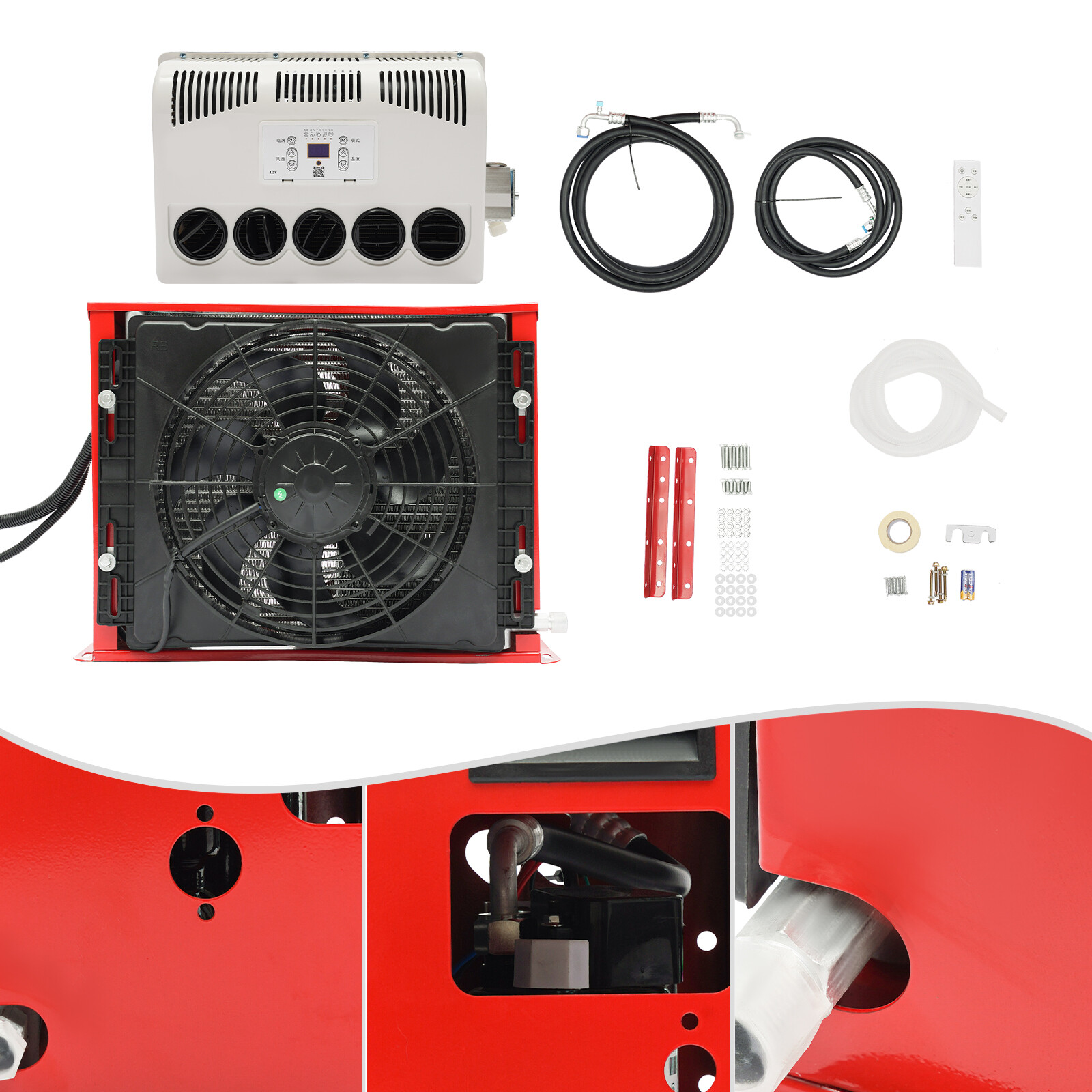 12V 11000 BTU Truck Cab AC Air Conditioner Split Fit Semi Trucks Bus RV Caravan