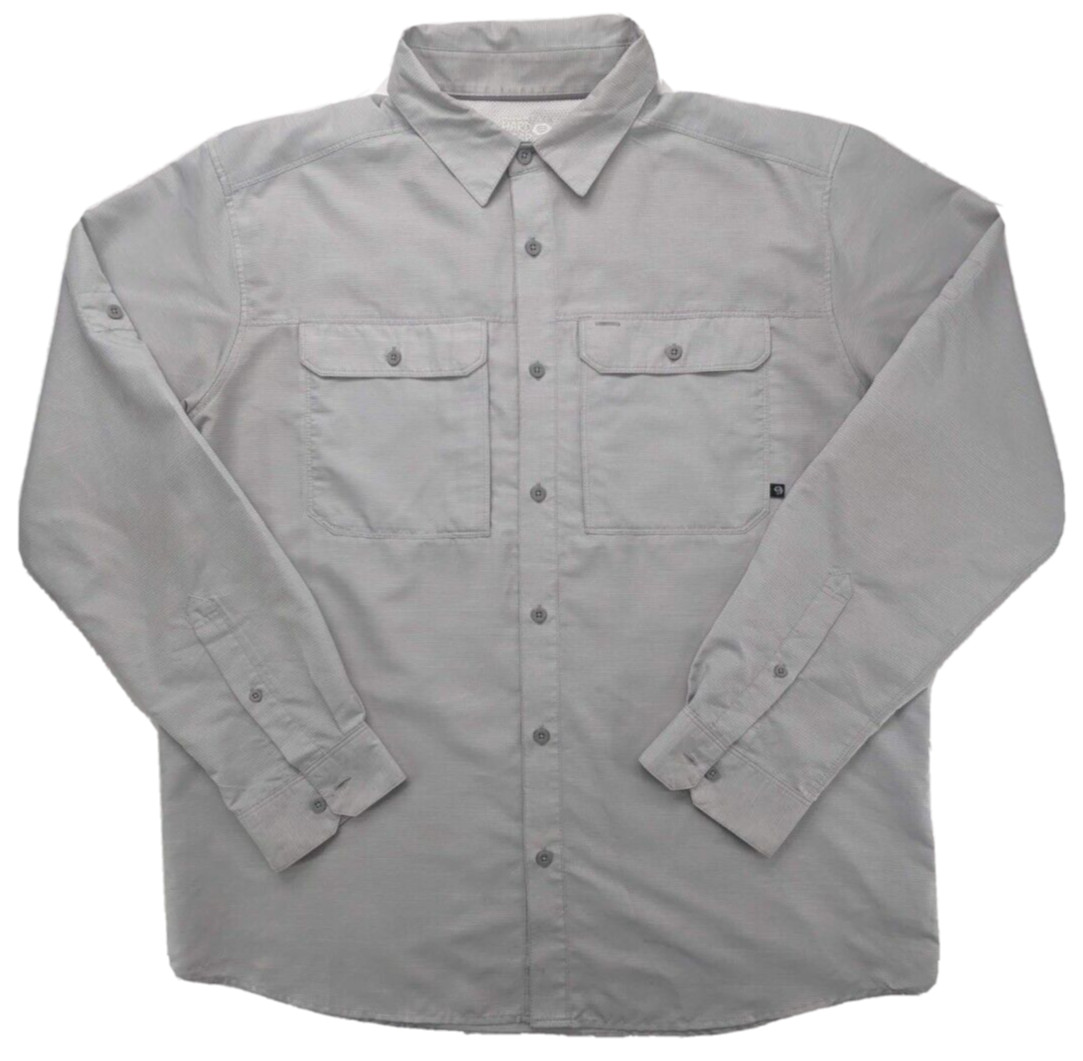 Mountain Hardwear Shirt Mens XL TG Gray Hiking Performance LS Vented
