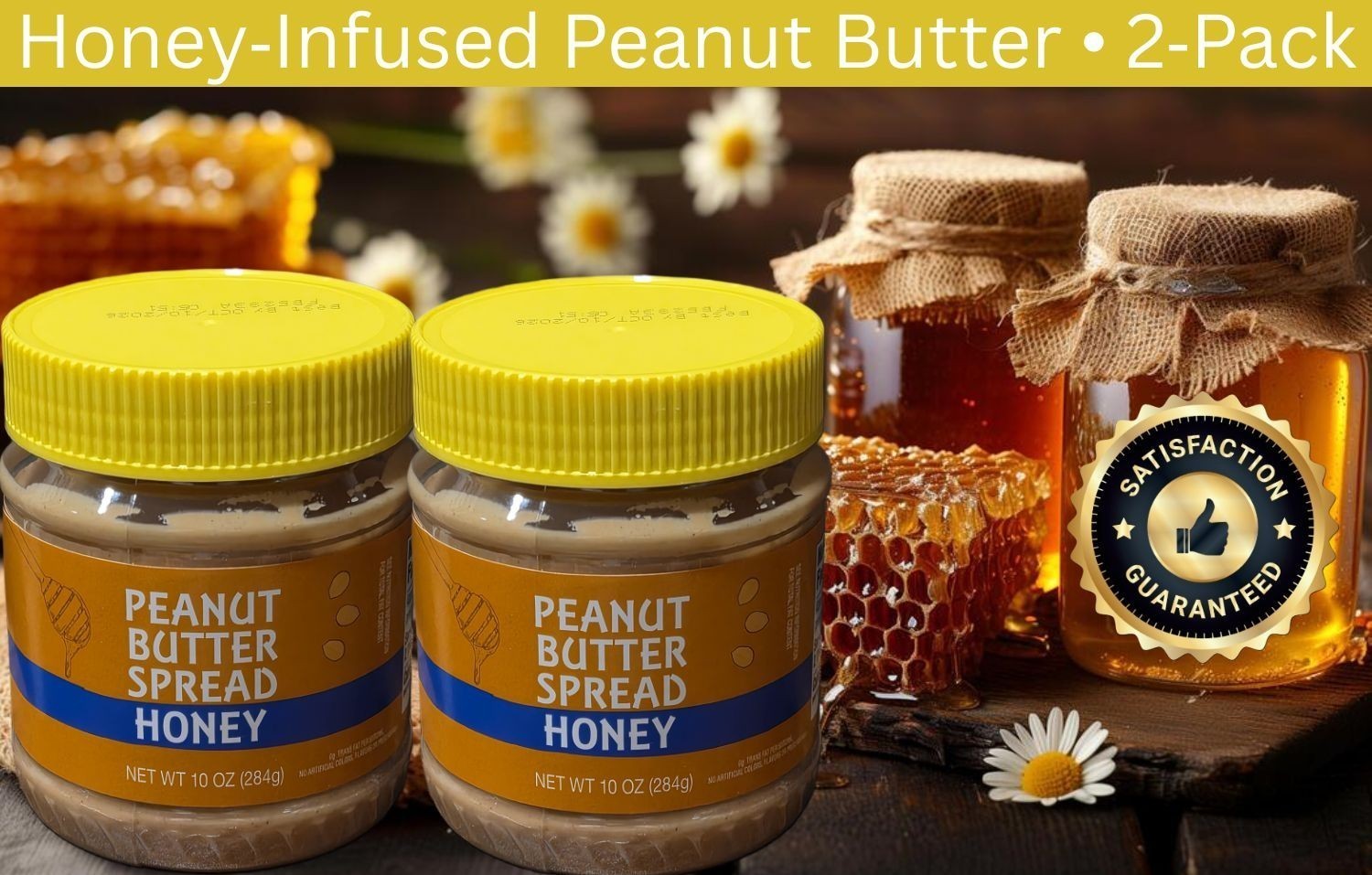 Honey Peanut Butter Spread 2‑Pack • Smooth Honey‑Infused • 10 oz Jars Fresh