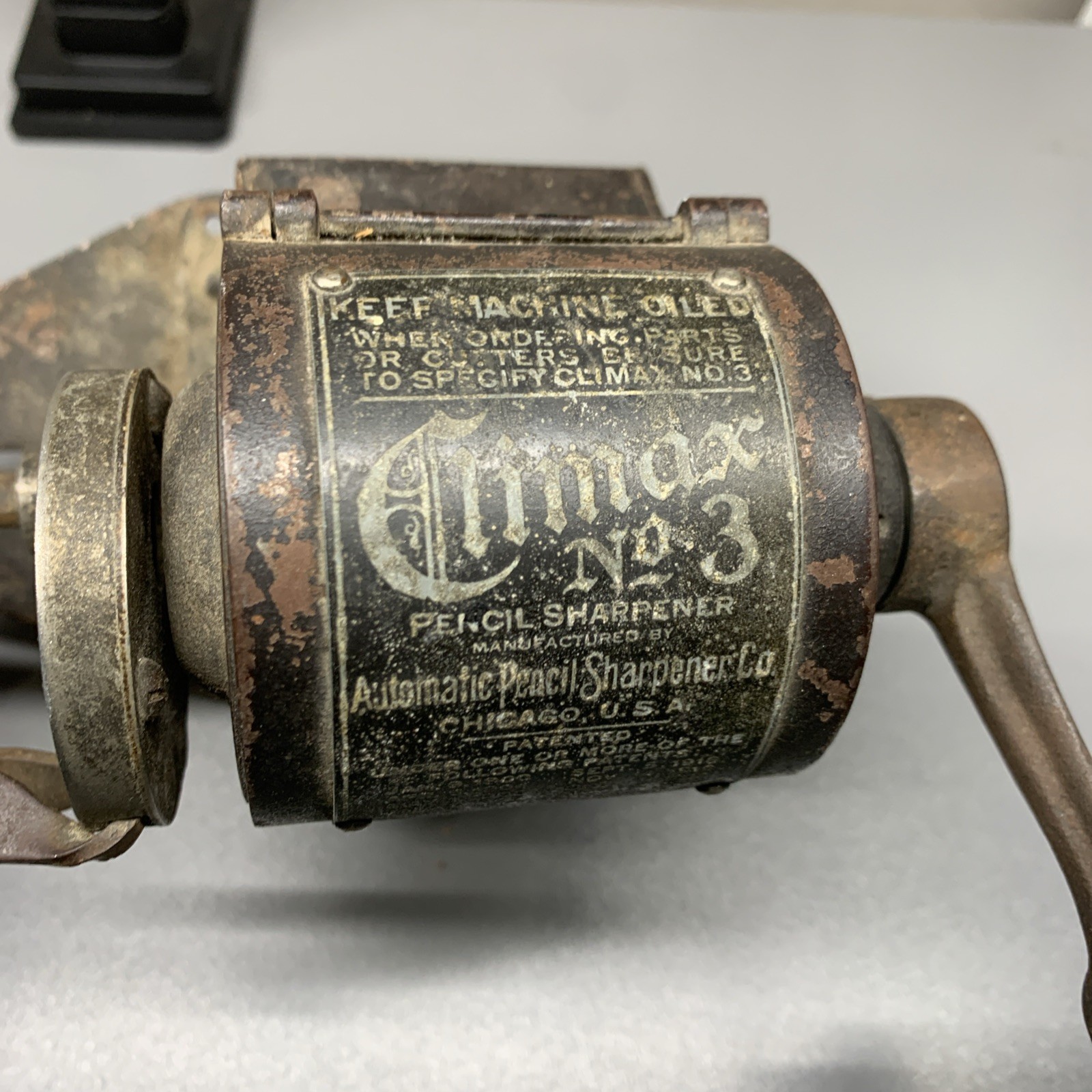 1921 Climax No.3 Auto. Pencil Sharpener Co. Chicago USA Works Great! No Catcher