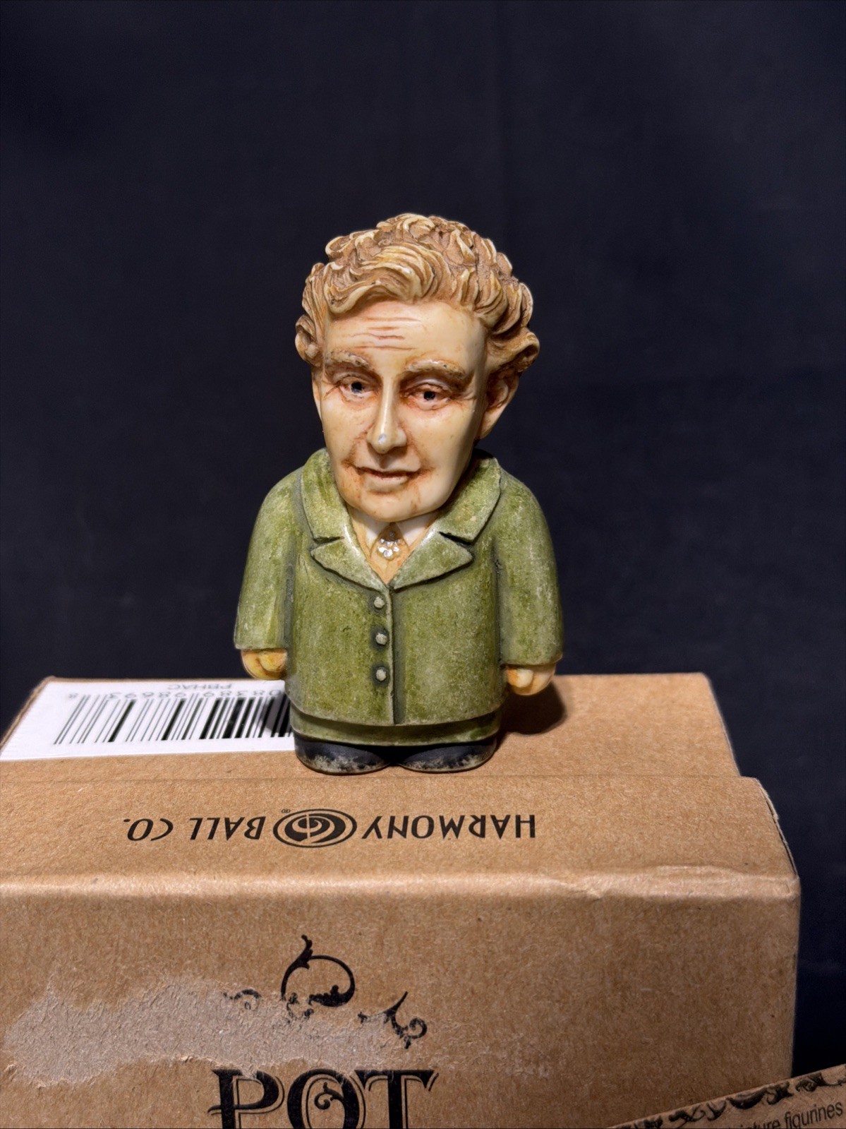 Agatha Christie Pot Belly Retired Figurine w Box Card Book Knife Inside