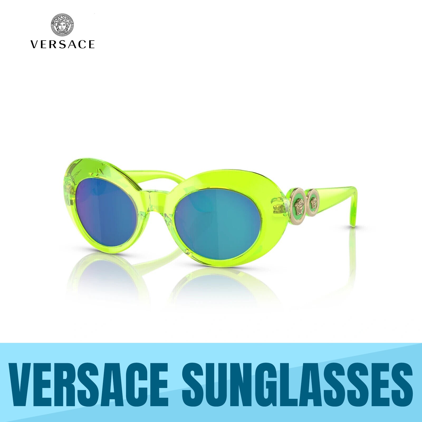 VERSACE VK4428U 537125 TRANSPARENT GREEN GIRLS KIDS SUNGLASSES 45MM AUTHENTIC