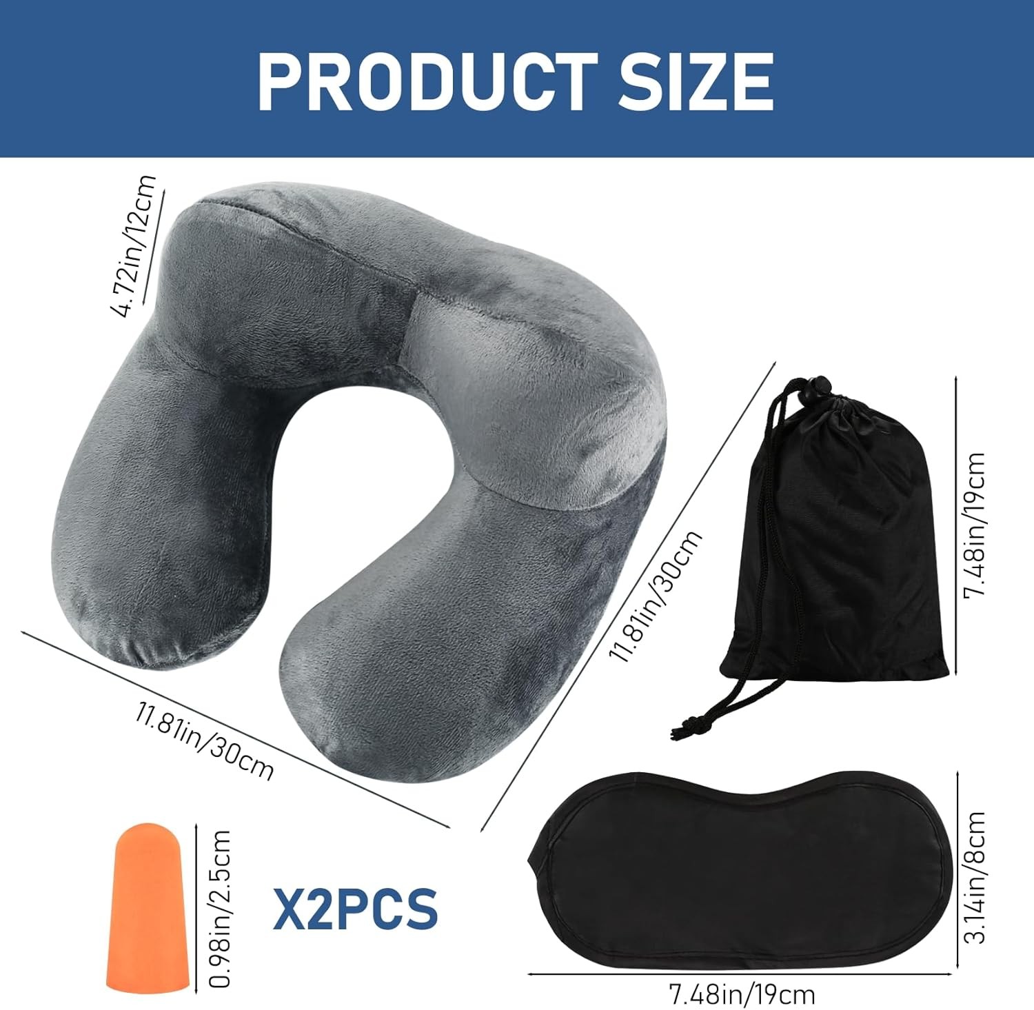 1 PcsInflatable Travel Pillows for Sleeping Airplane Inflatable Neck Pillow for