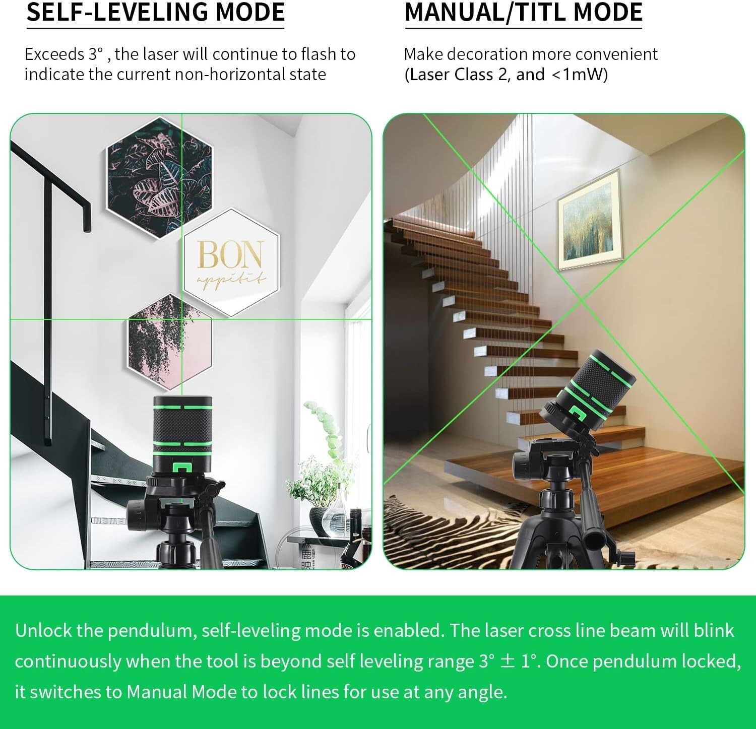 2 Line Laser Level 360° Rotary Cross Line Self Leveling Tool W/Bracket Batteries