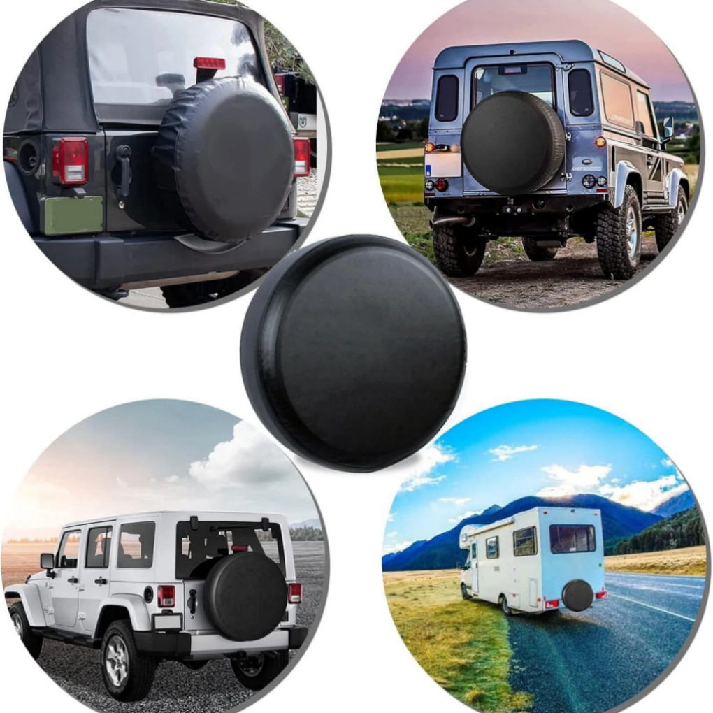 15'' Black DIY Spare Tire Cover Trailer Wheel & Tyre Protector Against Sun Rain
