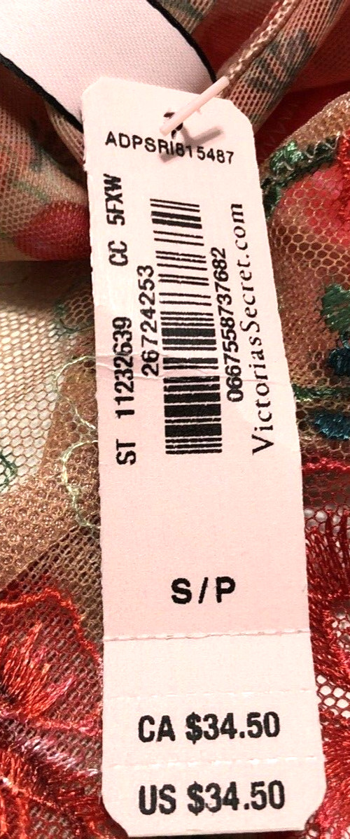 Victoria's Secret NWT Small Red Floral Embroider Garter Belt Thong Panty Set