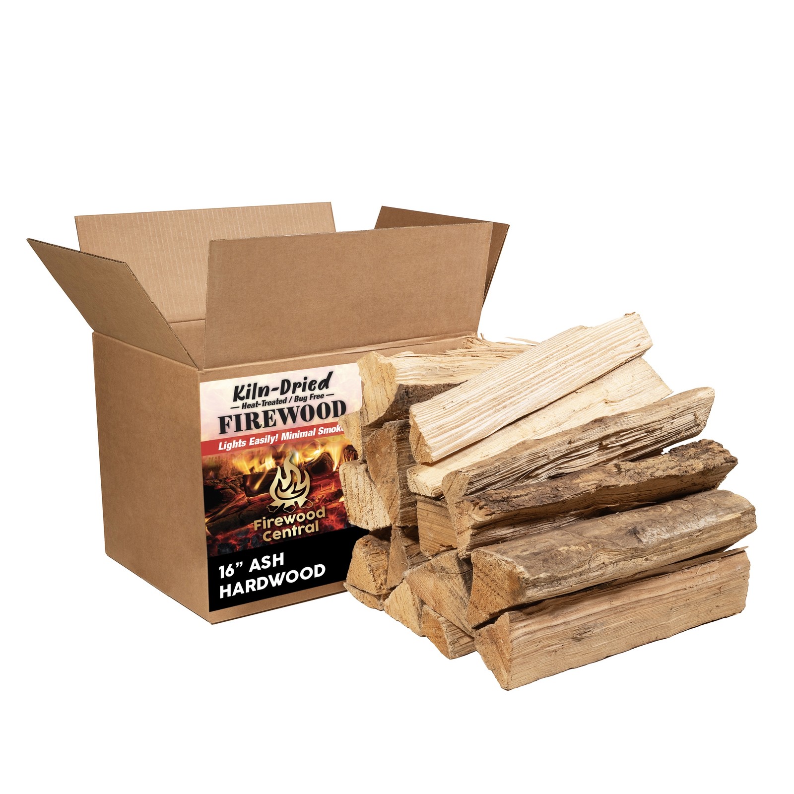 Firewood Central Kiln-Dried PA Ash 16" Splits (38lb) Mild Smoking, Pizza Ovens