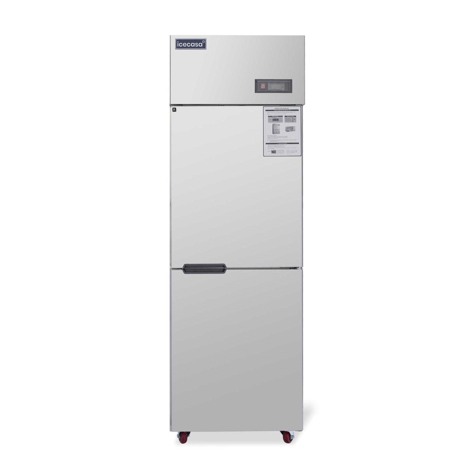 ICECASA 24" Commercial Reach In Refrigerator Split Door 15 Cu.ft Stainless Steel