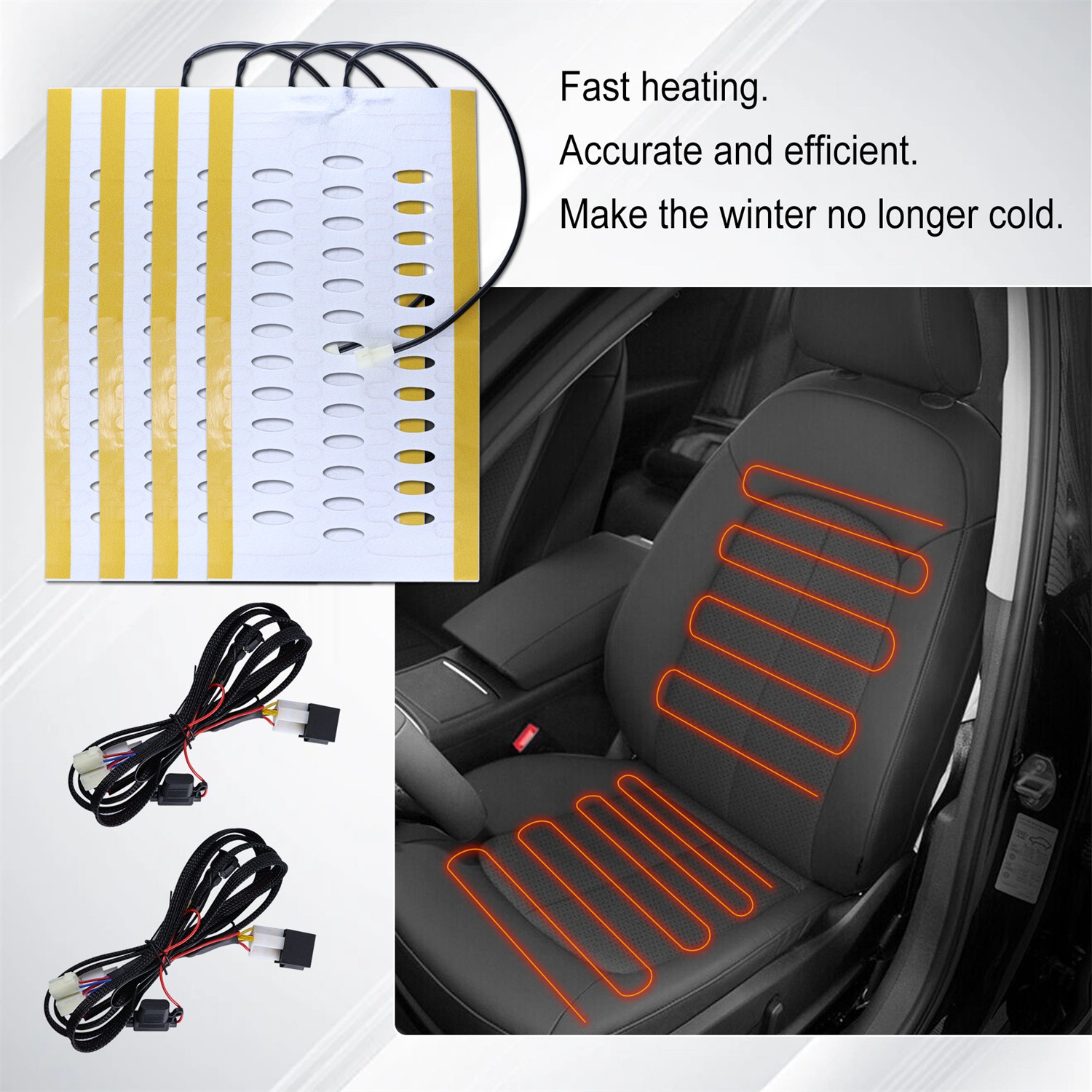 New Universal Built-in Car Seat Heater Kit Fit 2 Seat 12V Alloy Wire Heating Pad