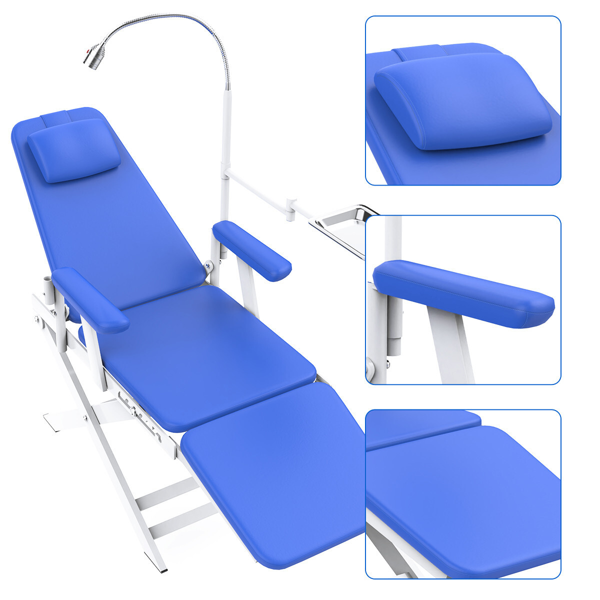 Silla dental portatil movil plegable con Luz LED recargable Y la bandeja azul