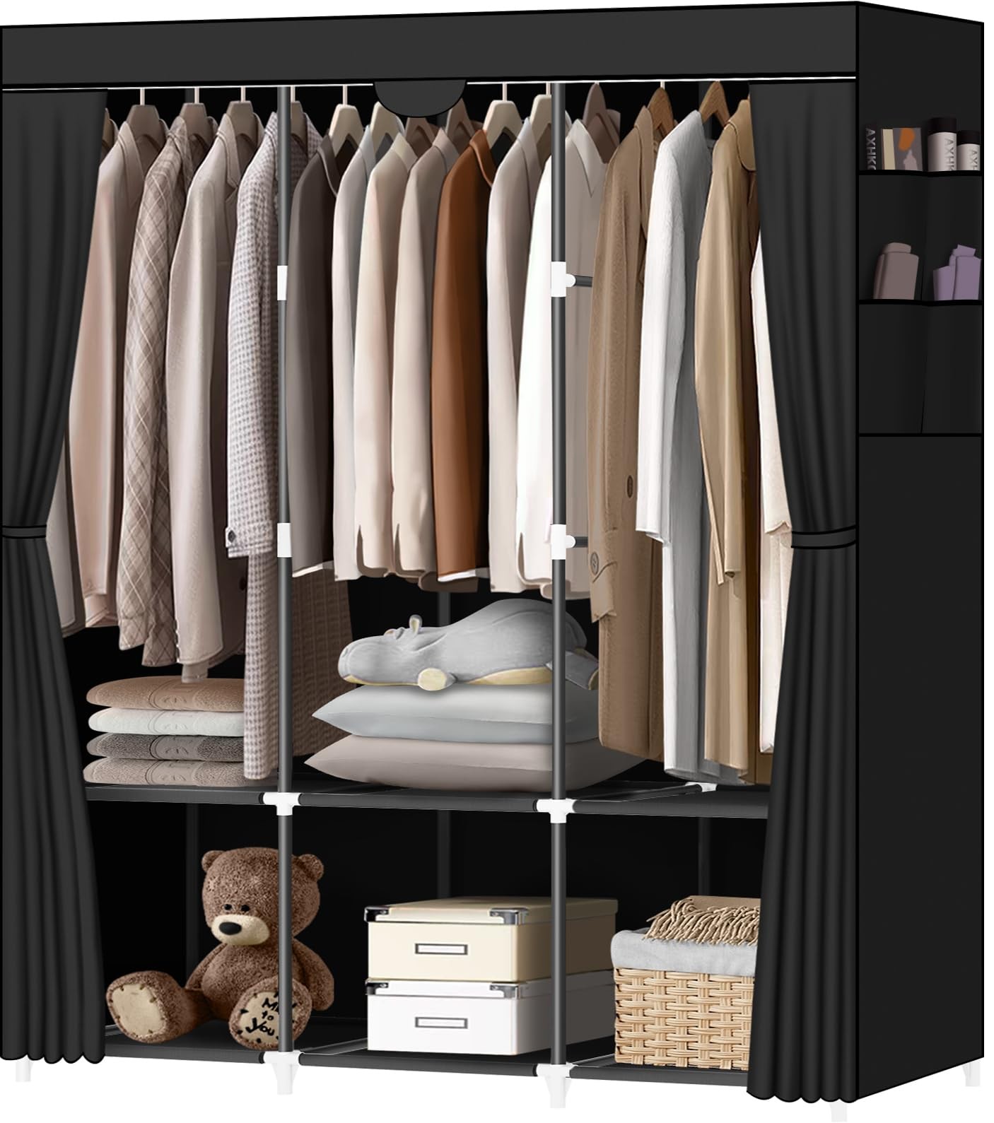 Portable Closet, Portable Closets for Hanging Clothes with 3 Hanging Rods and...