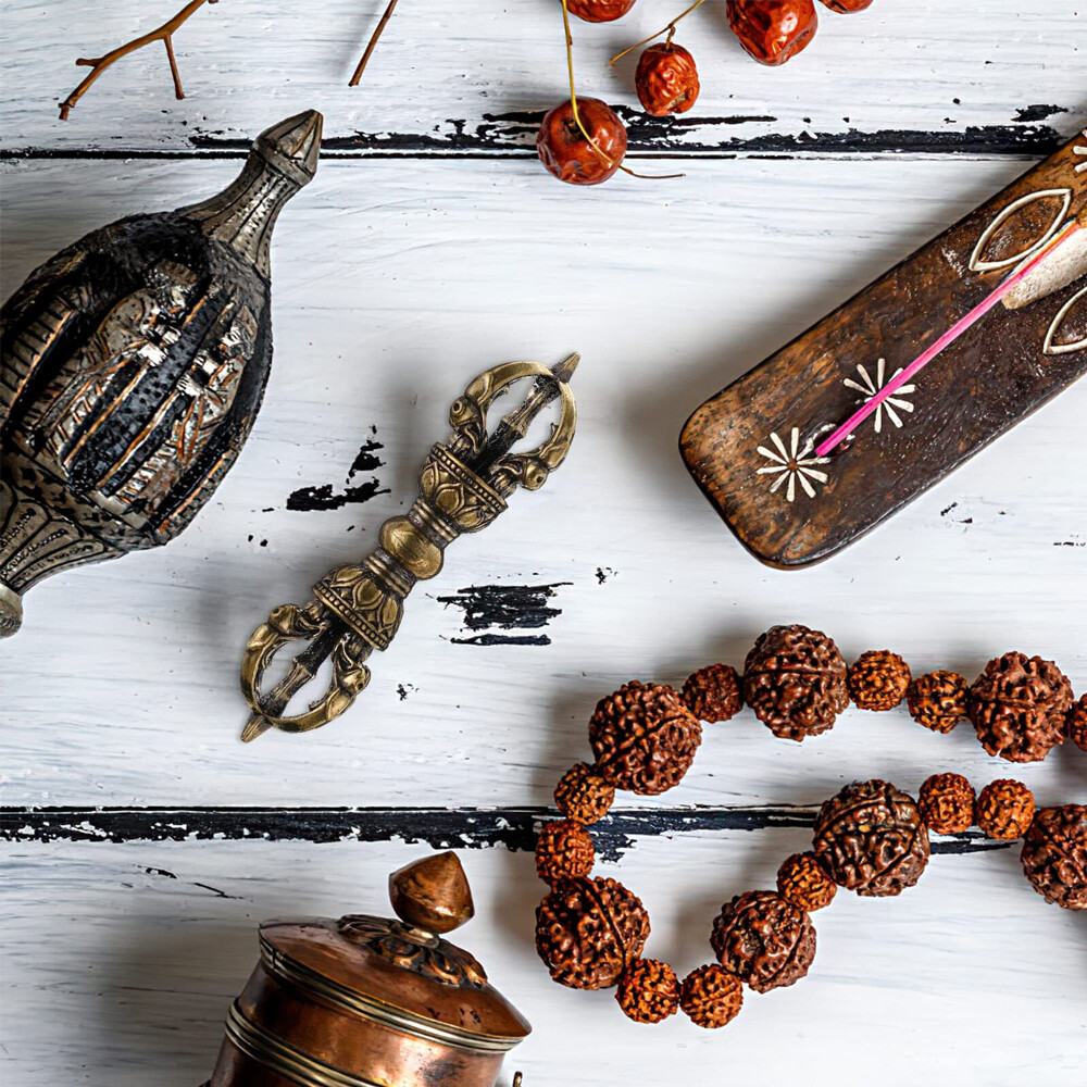 Tibetan Buddhism Dorje Vajra Phurba: Brass Amulet Handmade Nepal Collectibles