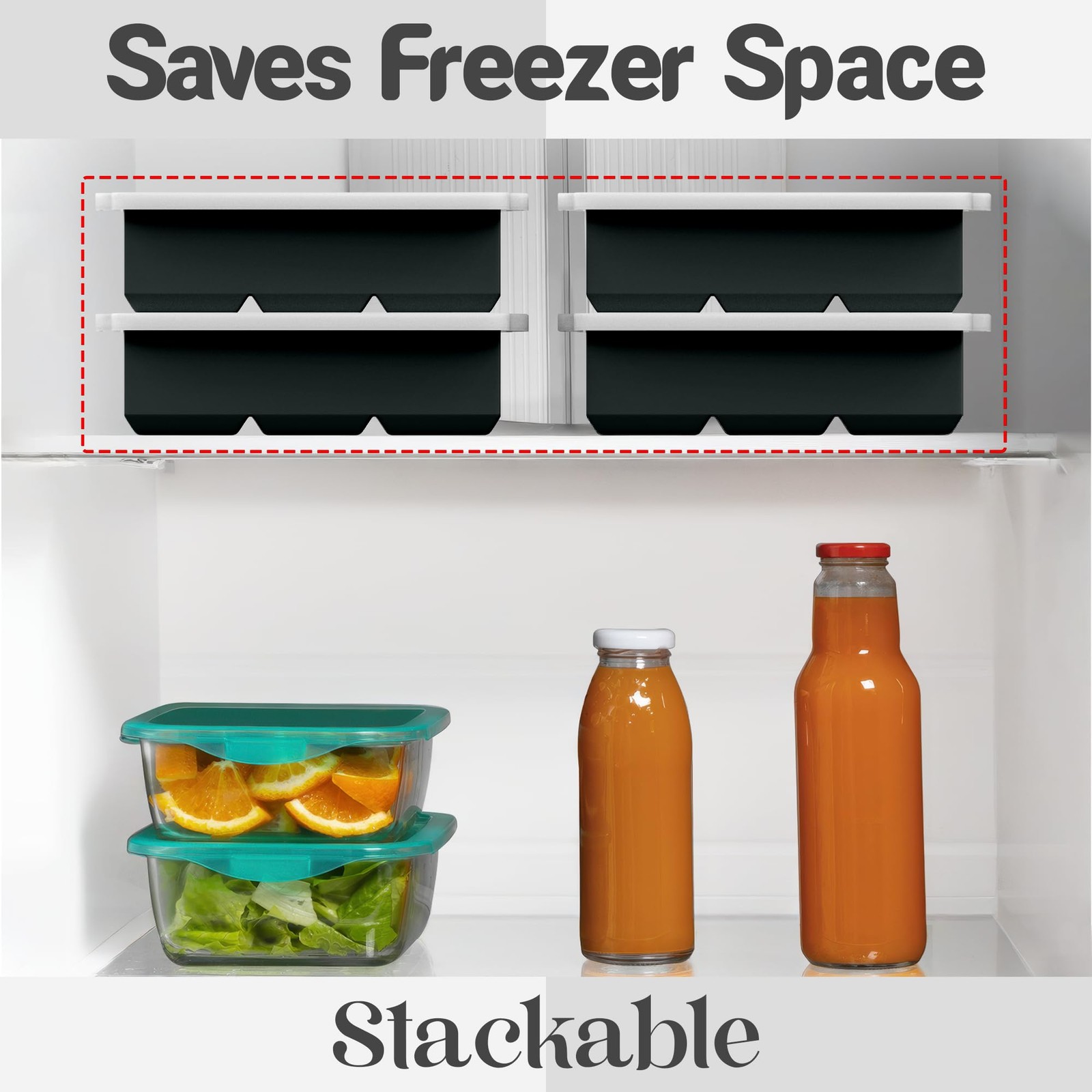 Large Silicone Ice Cube Tray (2-Pack), Easy Release 2" Big Ice Cubes - Cocktail,