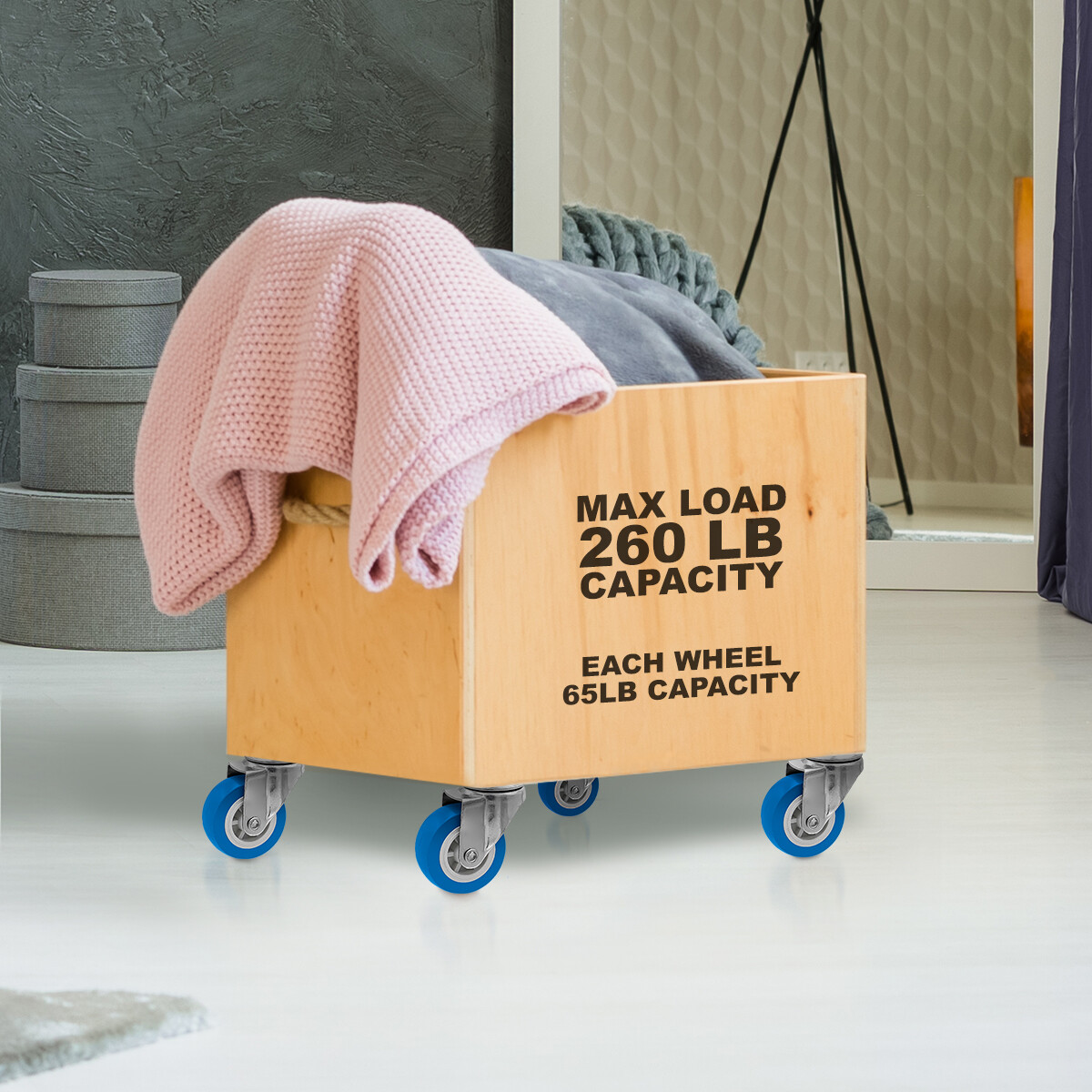 4 Pack 2 Inch Stem Caster Swivel Blue Polyurethane Caster Wheels