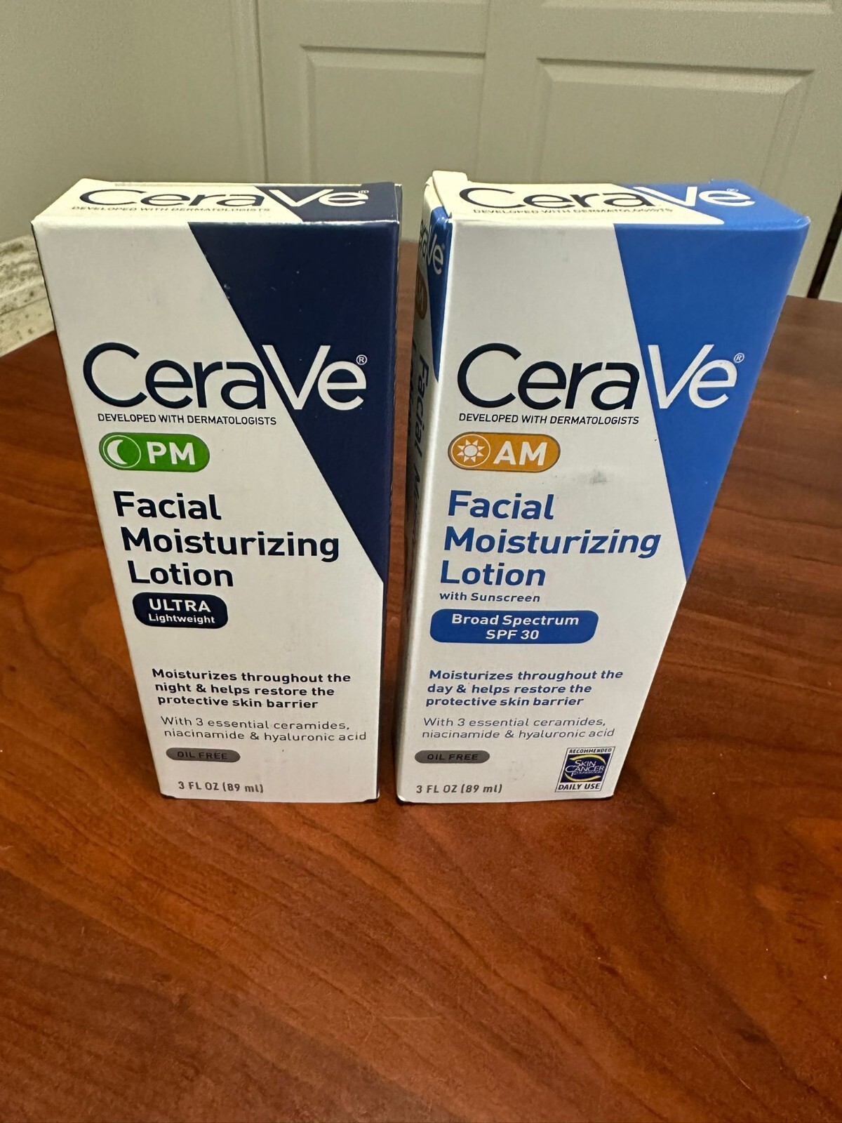 CeraVe AM/PM Facial Moisturizing Lotion Skin Care Set Ultra Lightweight 3oz New