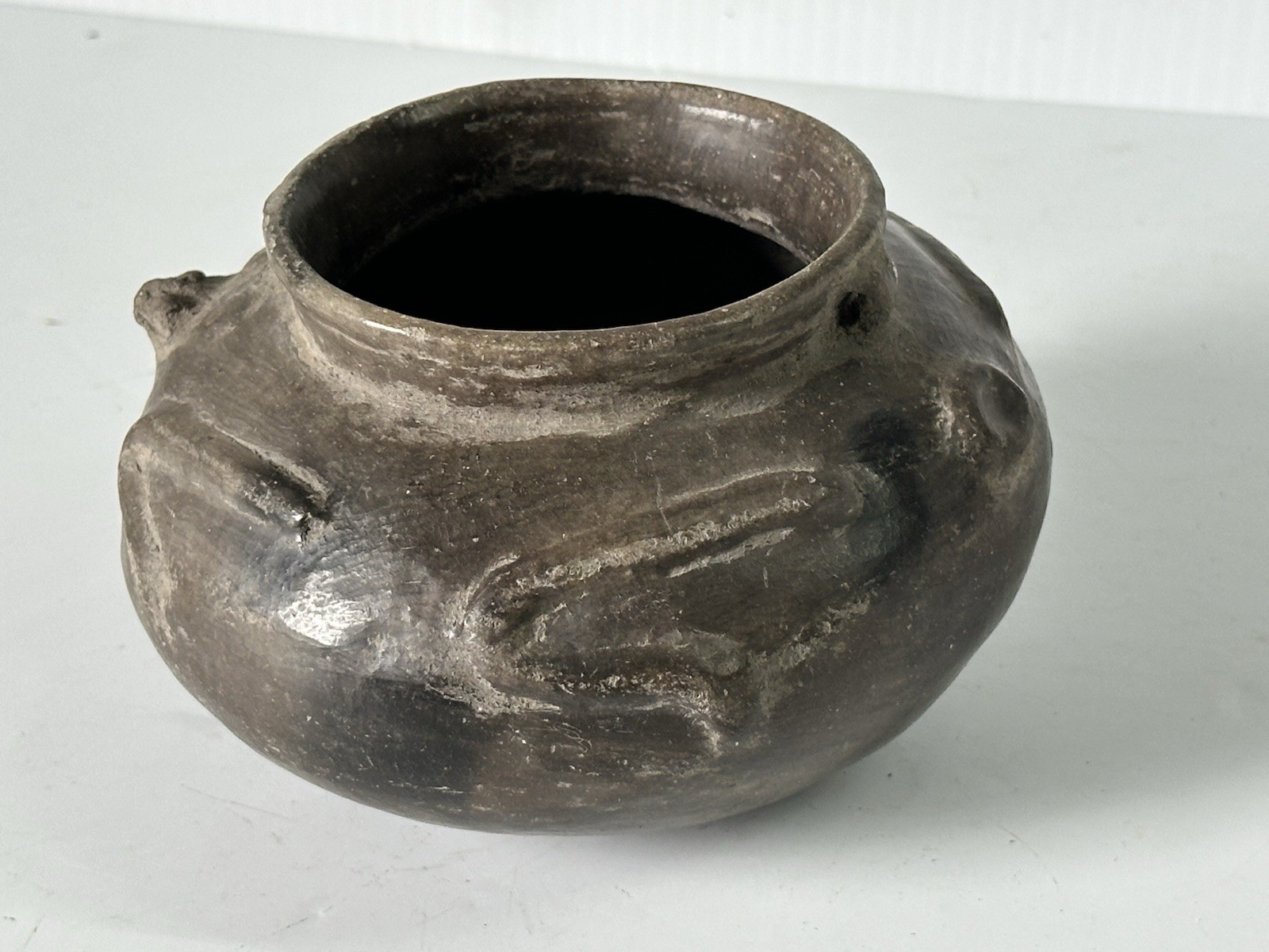 RARE FROG EFFIGY POTTERY BOWL, PEMISCOT CO. MISSOURI POT, EX GANT, FITZGERALD