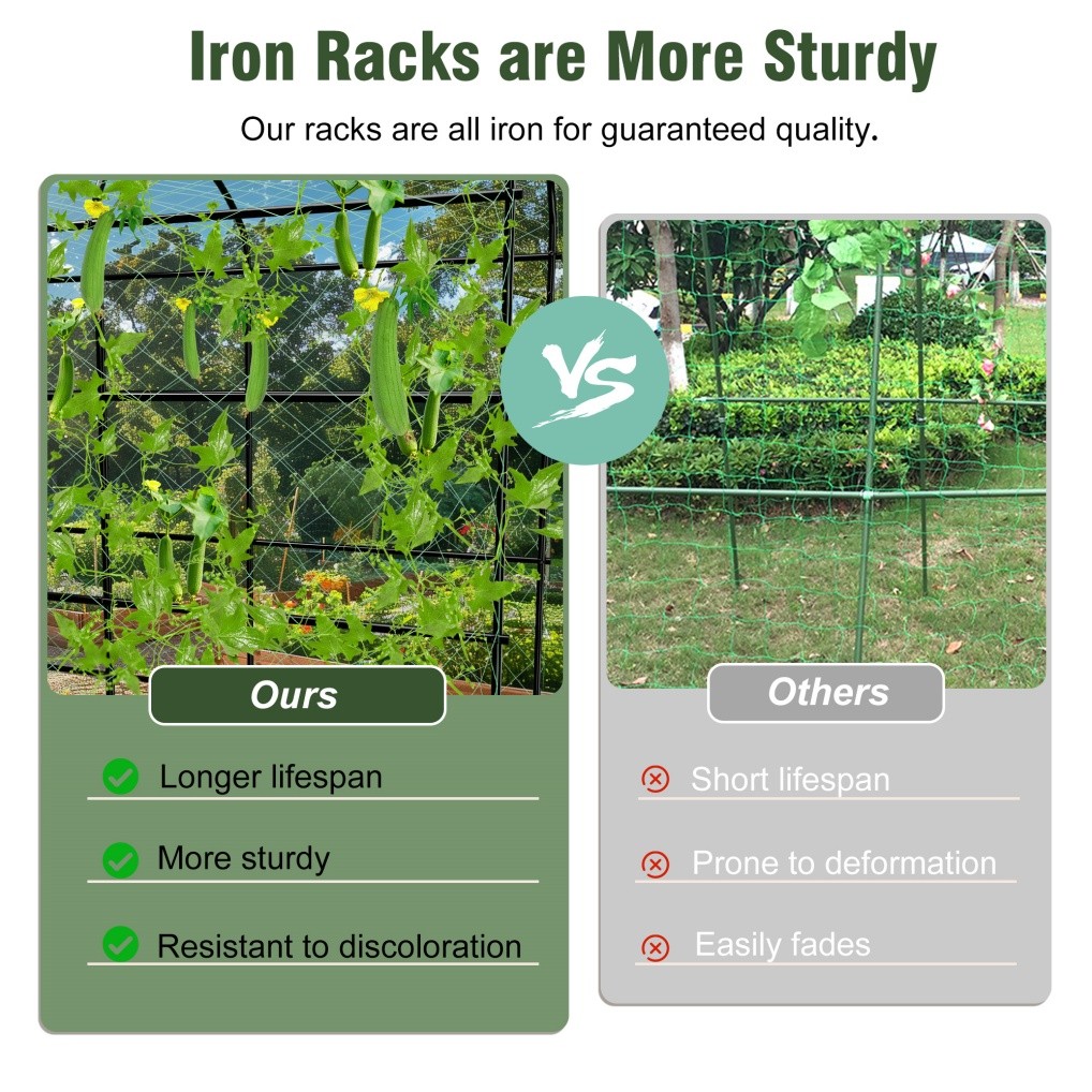 Garden Trellis Tall Cucumber Trellis Arch for Climbing Plants w/ Trellis Netting