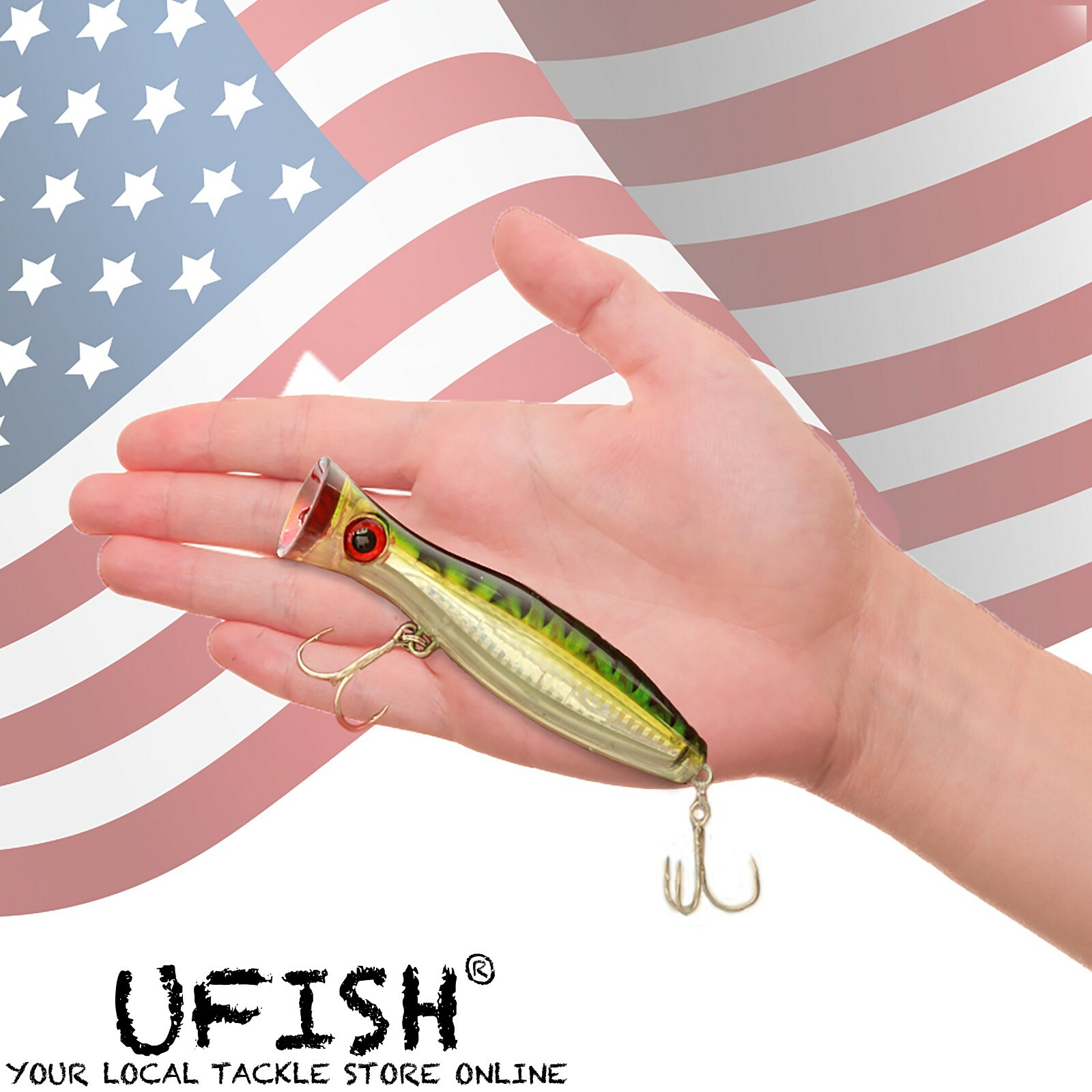 UFISH Popper Fishing Bass Lure Saltwater Top Water Lures Large Pike Musky 5 Inch