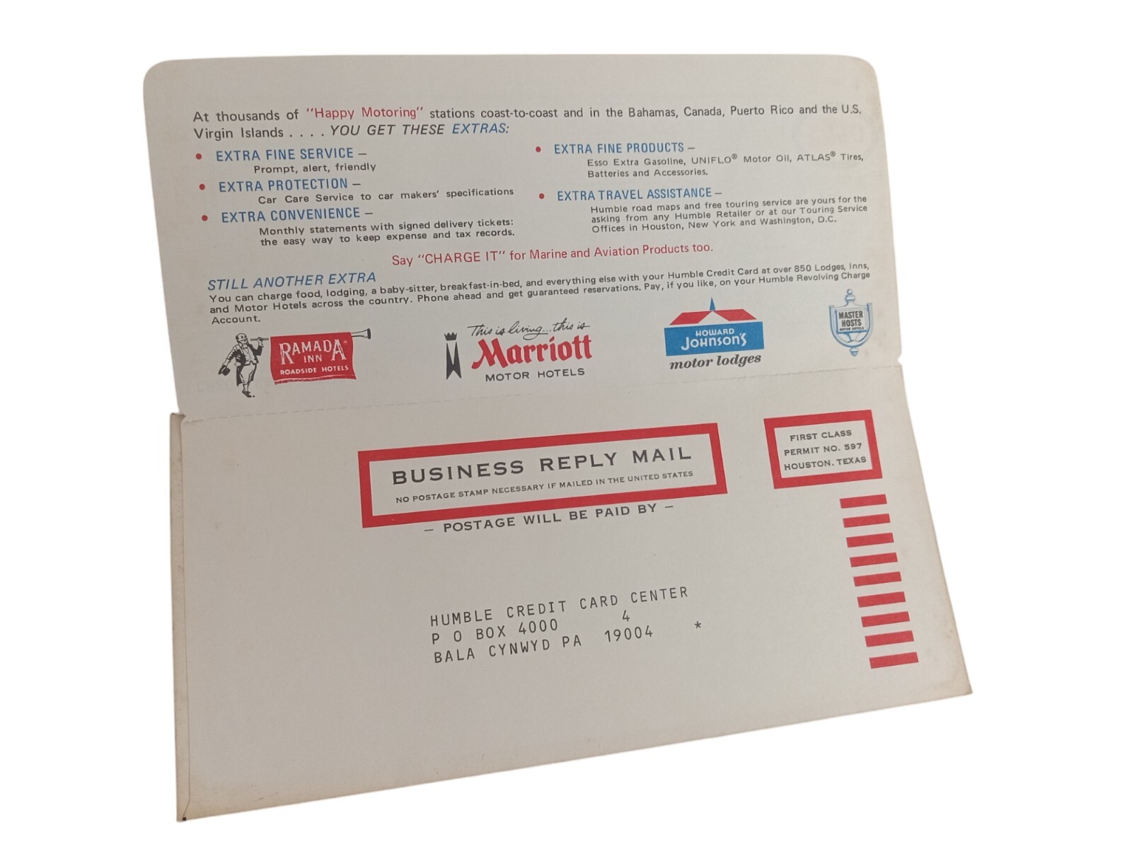 Vintage ESSO HUMBLE Credit Card Application With Pre-Paid Envelope Ephemera