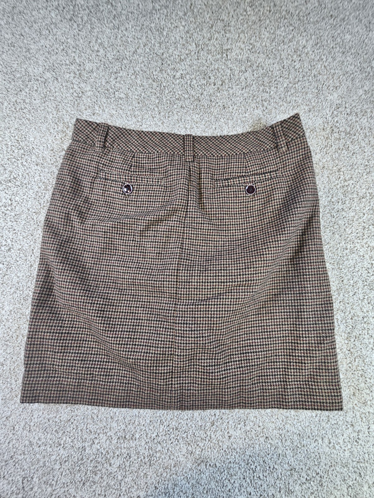 Eddie Bauer Skirt Womens Sz 10 Brown Houndstooth Wool Blend Pencil Lined Career