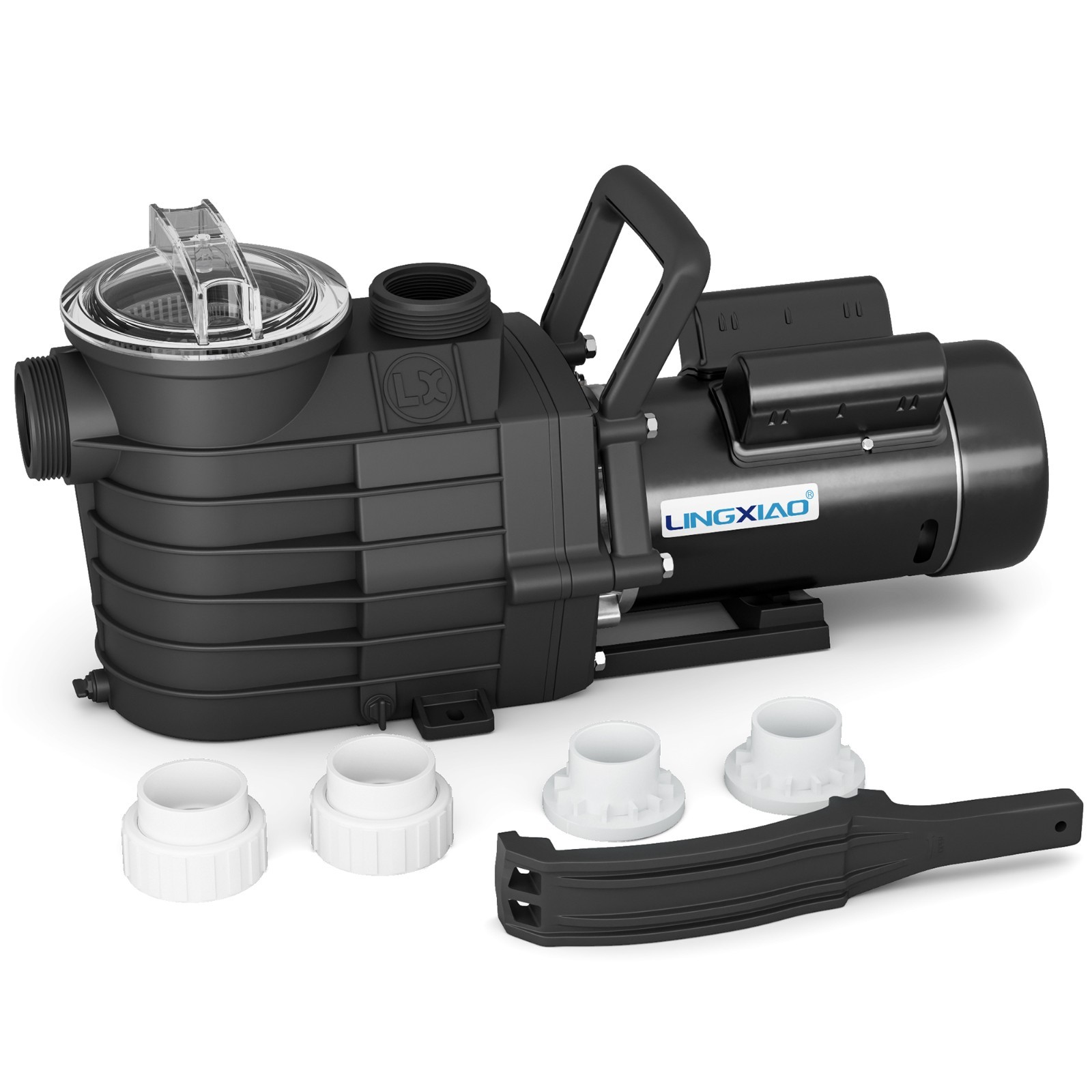 LINGXIAO 1HP Pool Pump Inground, 6022 GPH, 115/208-230V with 2/1.5" Fittings